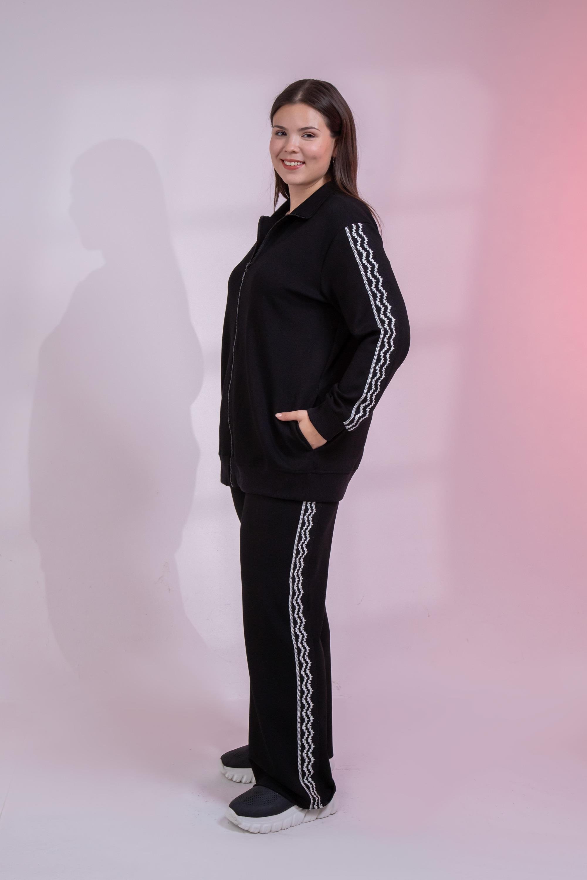 Büyük Beden 3330682 Şerit Detaylı Eşofman Takım Siyah