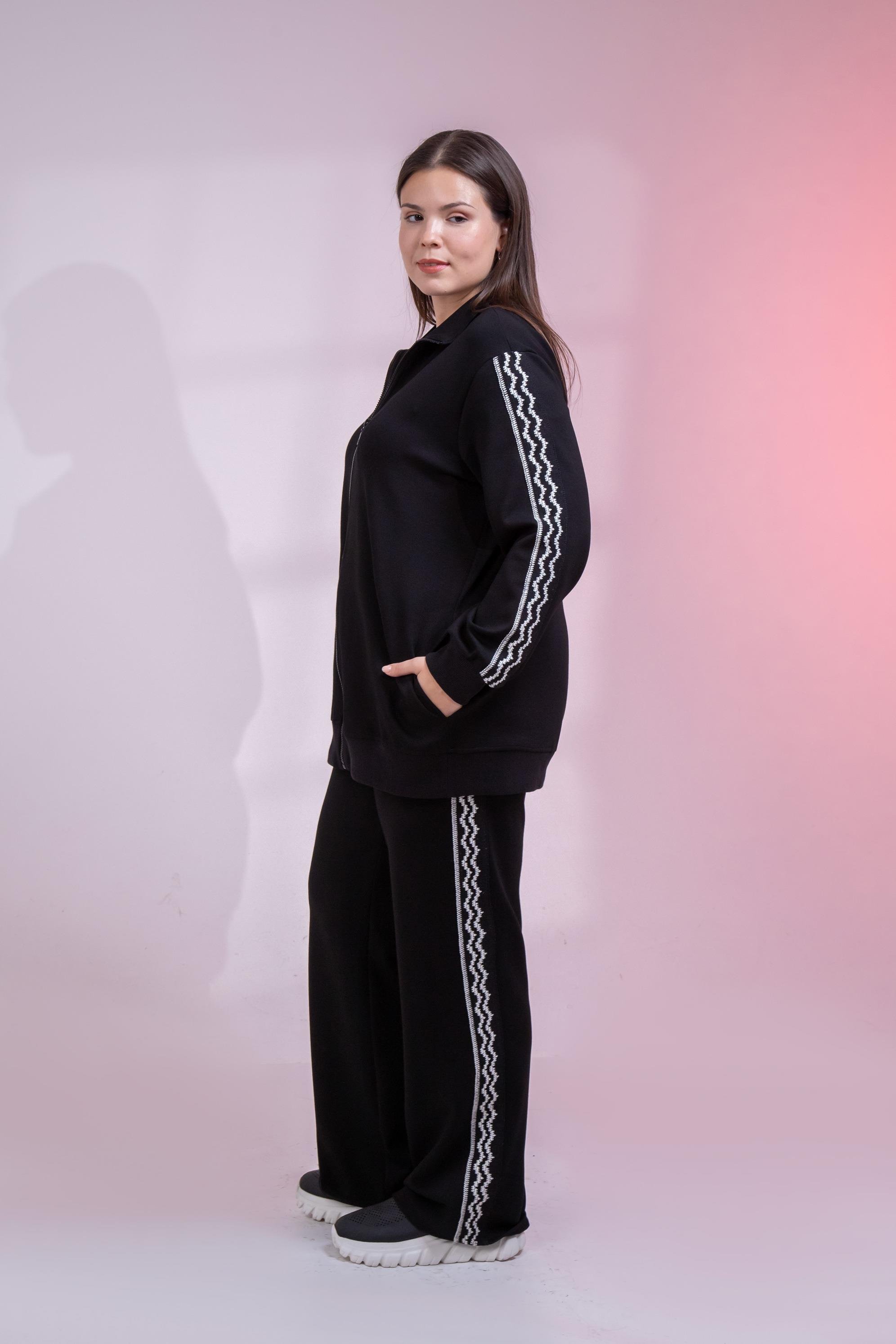 Büyük Beden 3330682 Şerit Detaylı Eşofman Takım Siyah