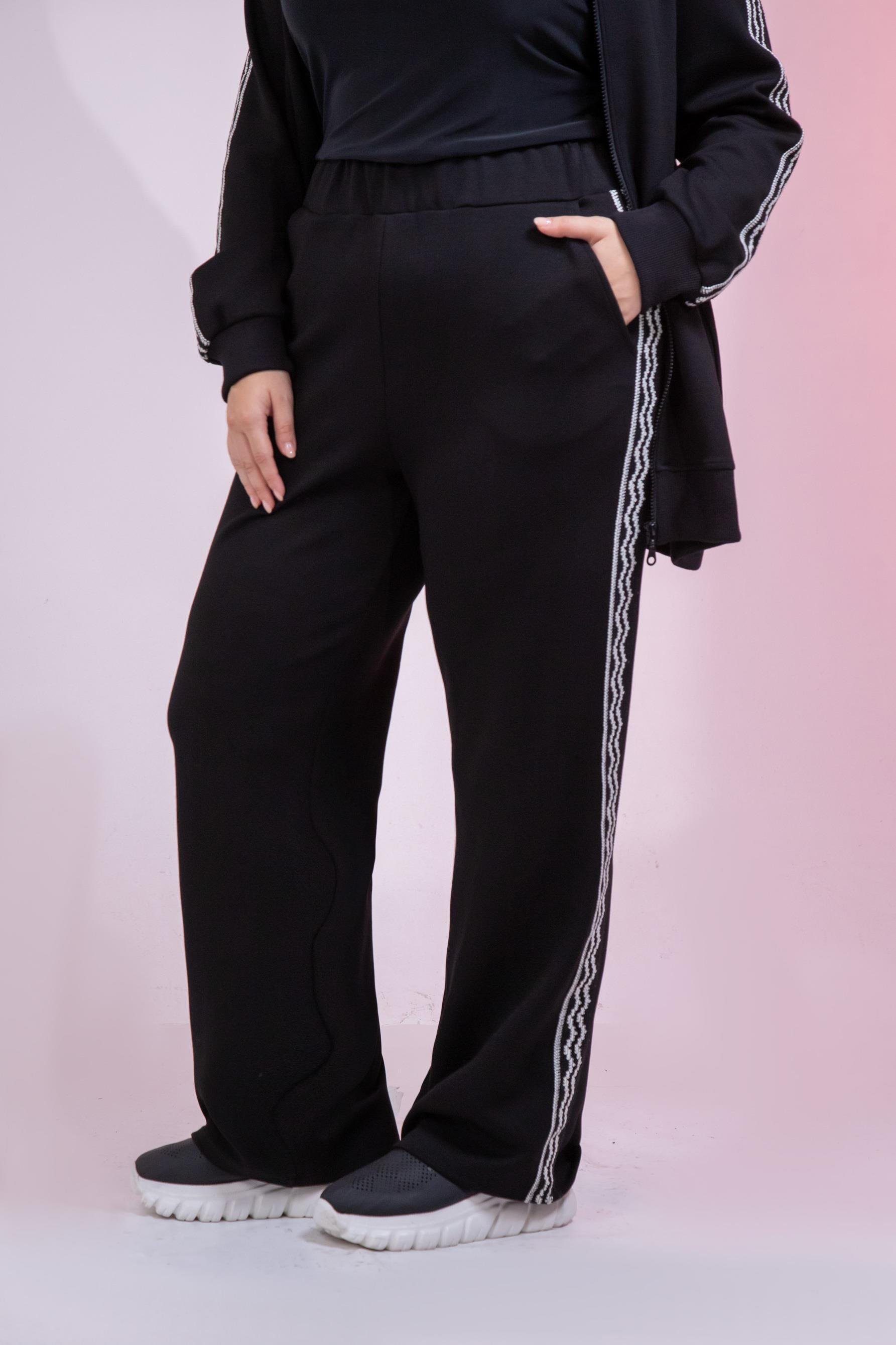 Büyük Beden 3330682 Şerit Detaylı Eşofman Takım Siyah