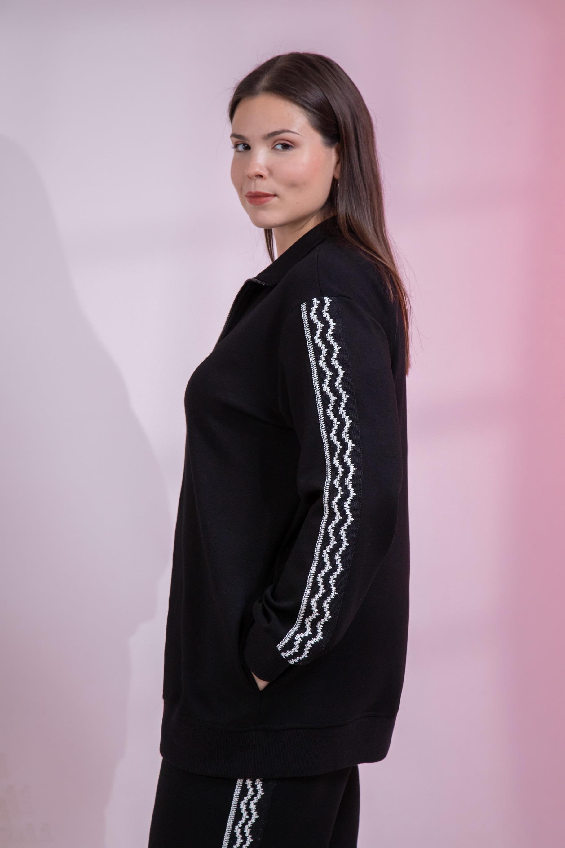 Büyük Beden 3330682 Şerit Detaylı Eşofman Takım Siyah