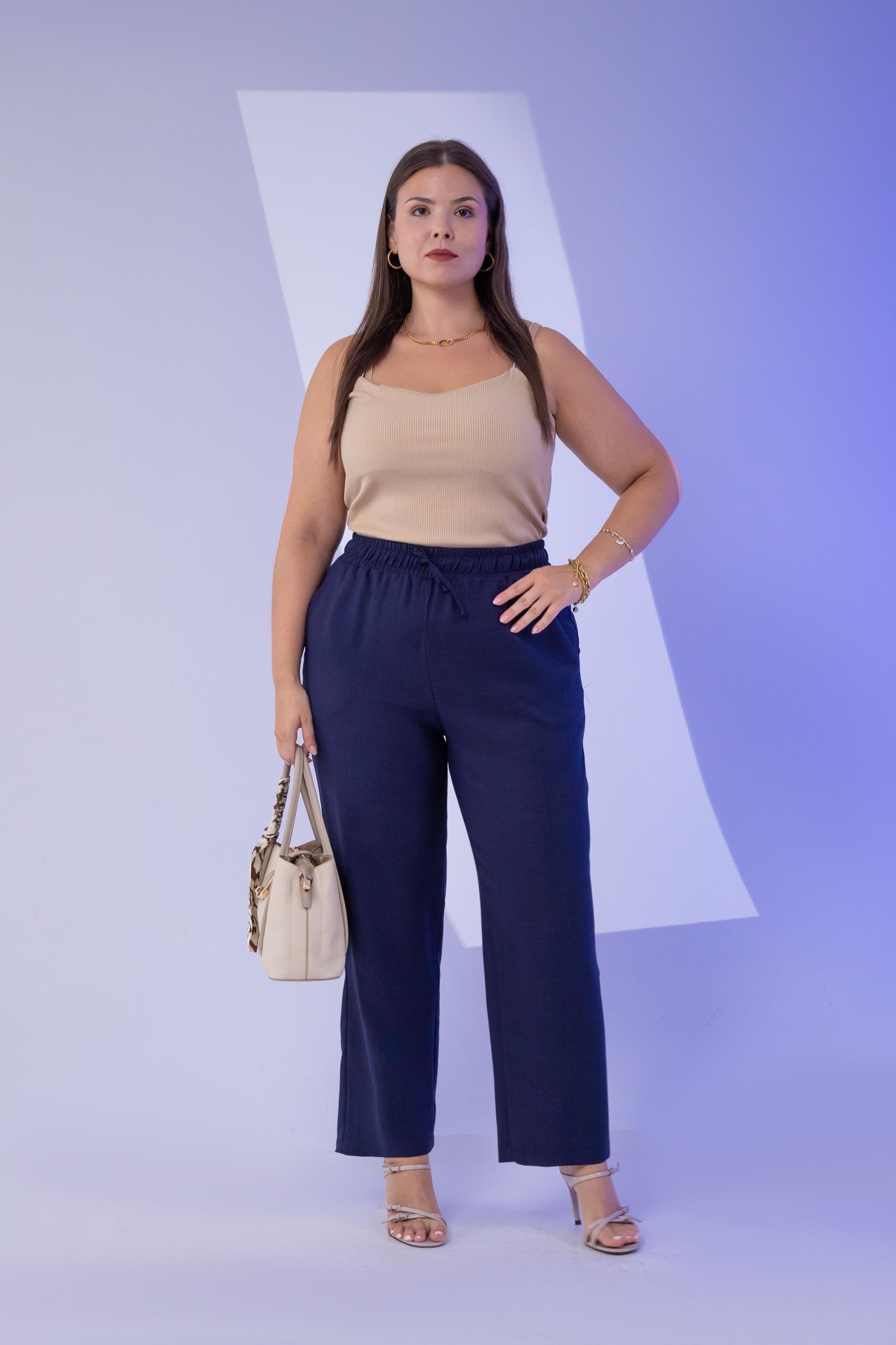 Büyük Beden 333094 Keten 2'li Takım Lacivert