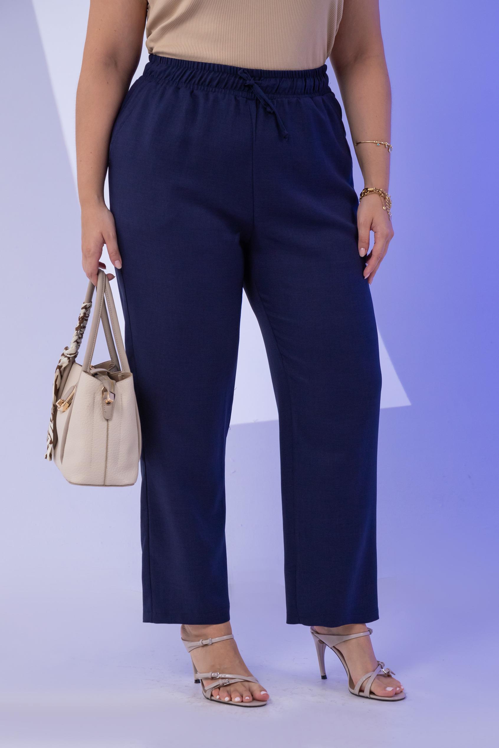 Büyük Beden 333094 Keten 2'li Takım Lacivert