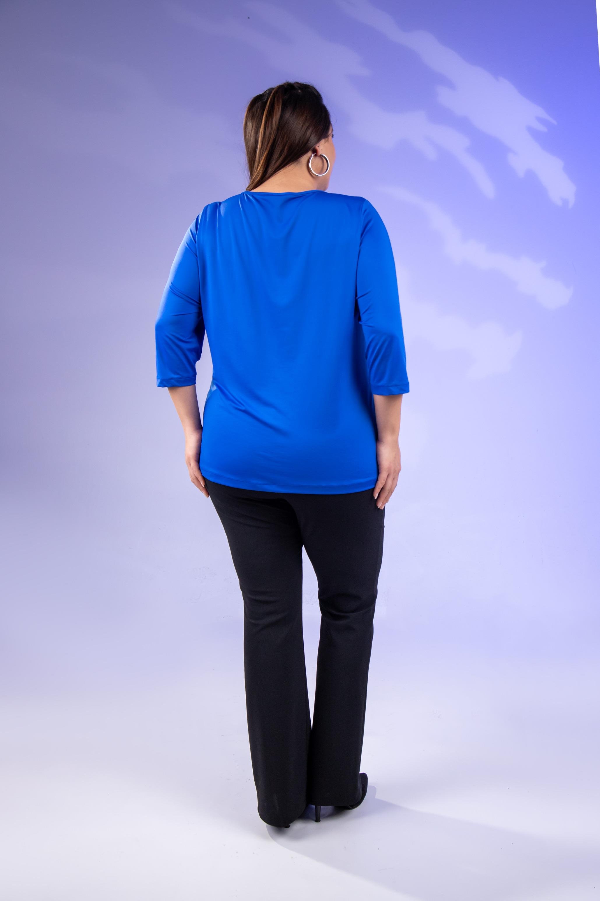 Büyük Beden 333148 Kuş Gözlü Bluz  Mavi