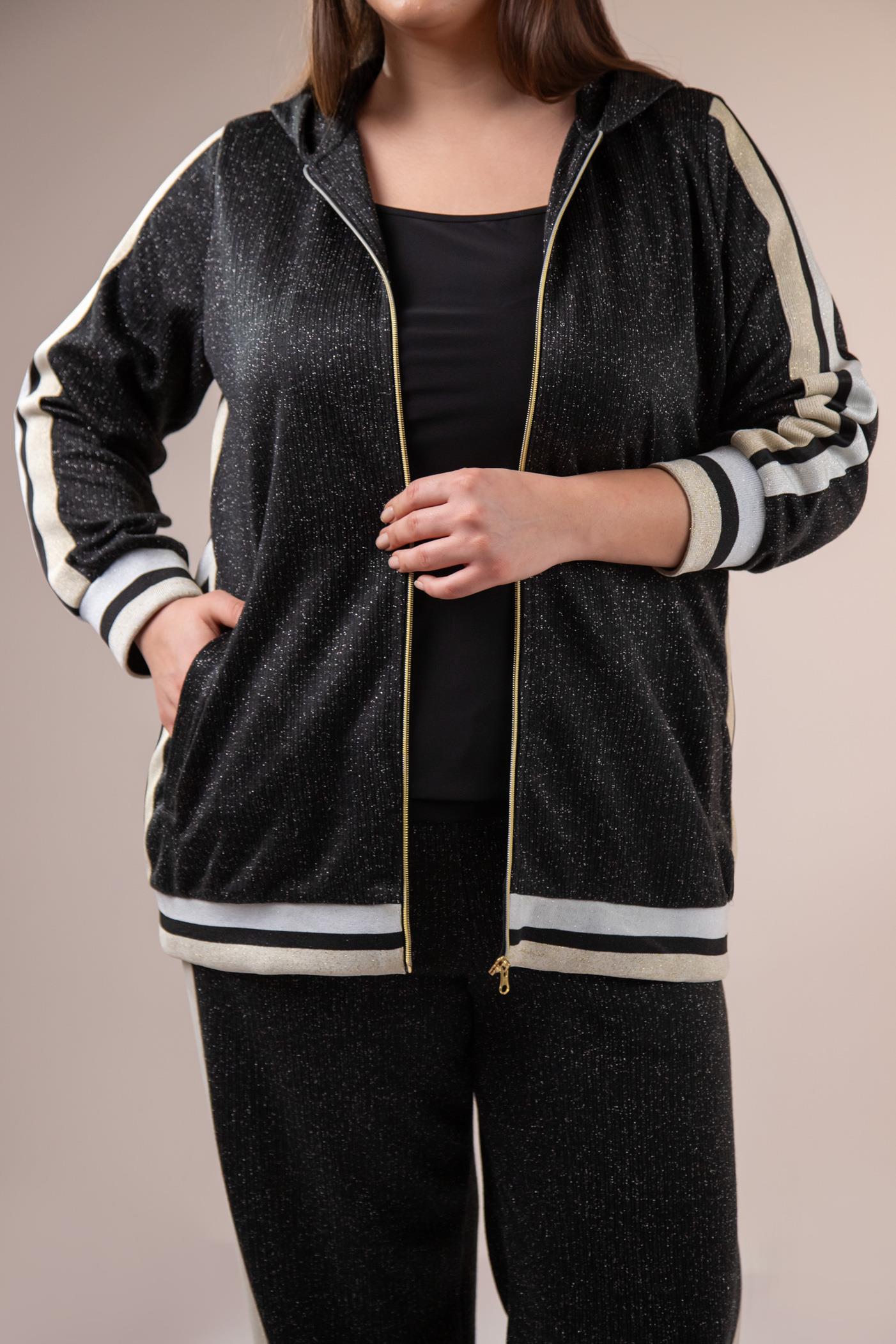 Büyük Beden 333183 Simli İkili Takım  Siyah