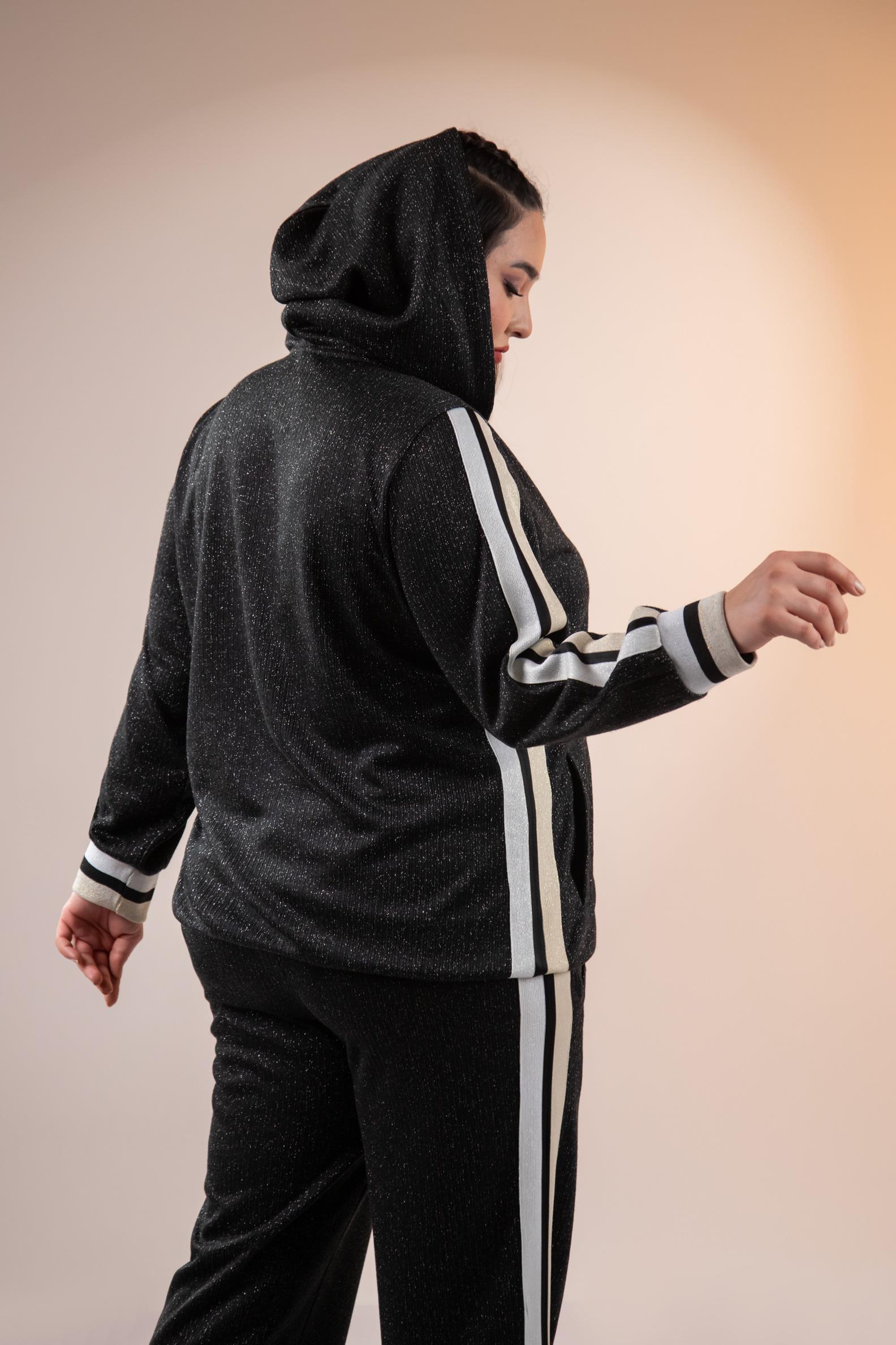 Büyük Beden 333183 Simli İkili Takım  Siyah