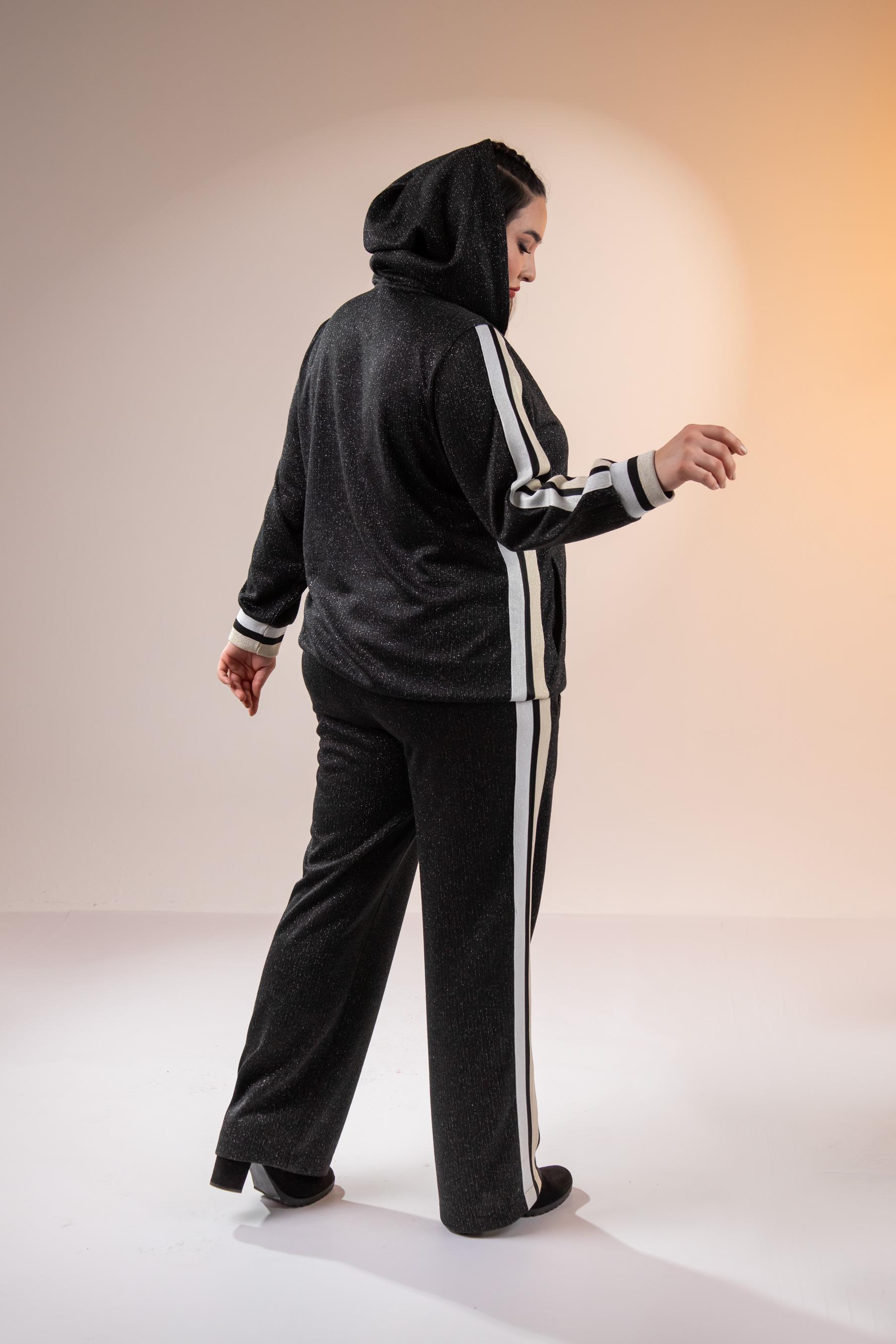 Büyük Beden 333183 Simli İkili Takım  Siyah