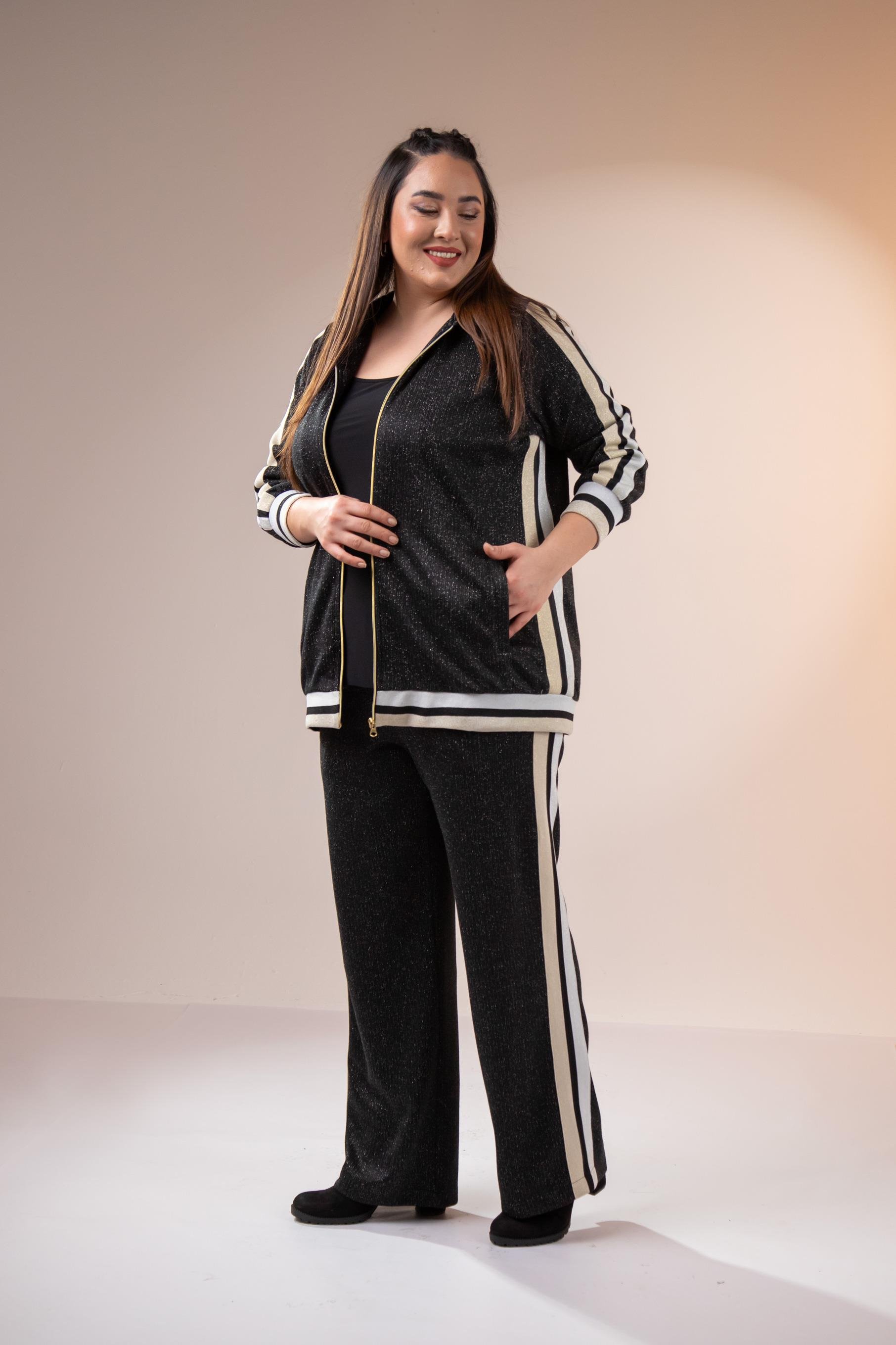 Büyük Beden 333183 Simli İkili Takım  Siyah