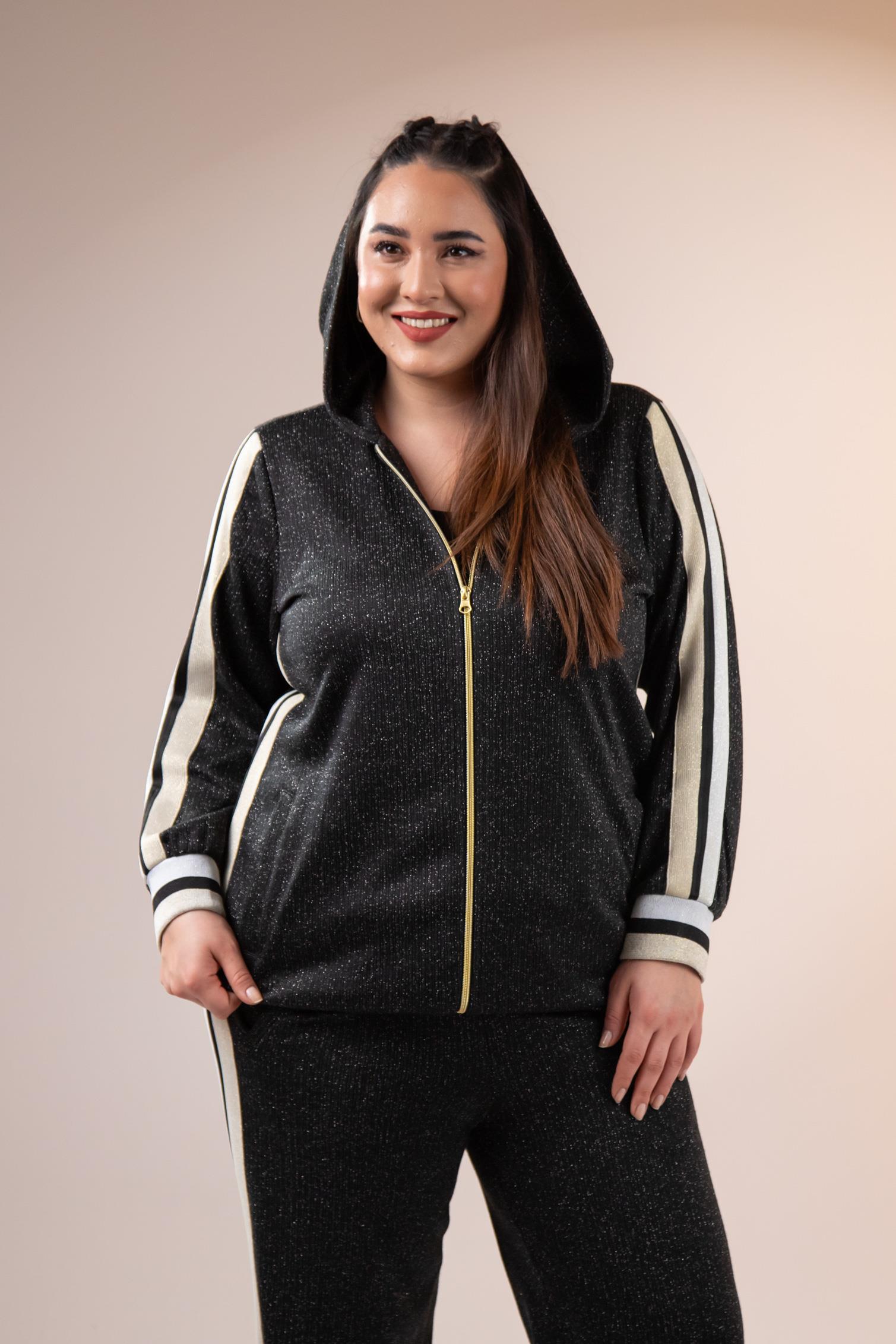 Büyük Beden 333183 Simli İkili Takım  Siyah