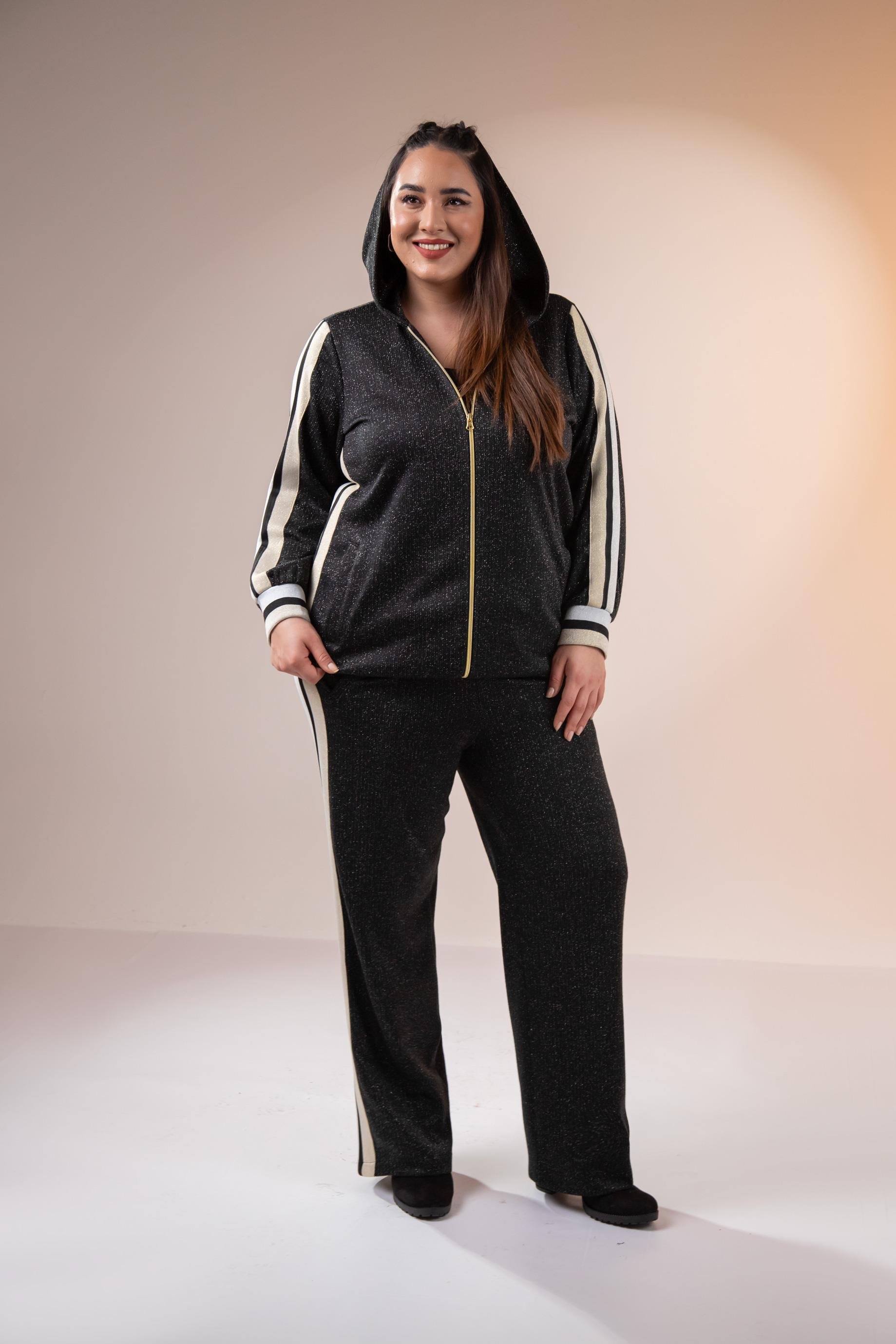 Büyük Beden 333183 Simli İkili Takım  Siyah