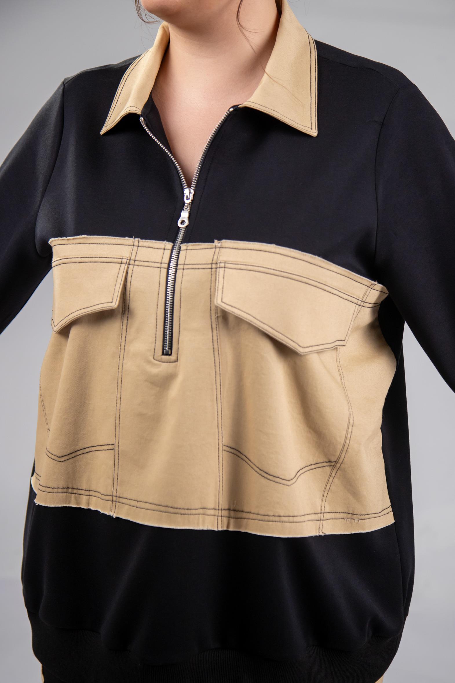 Büyük Beden 333187 Cep Detaylı 2'li Takım  Siyah