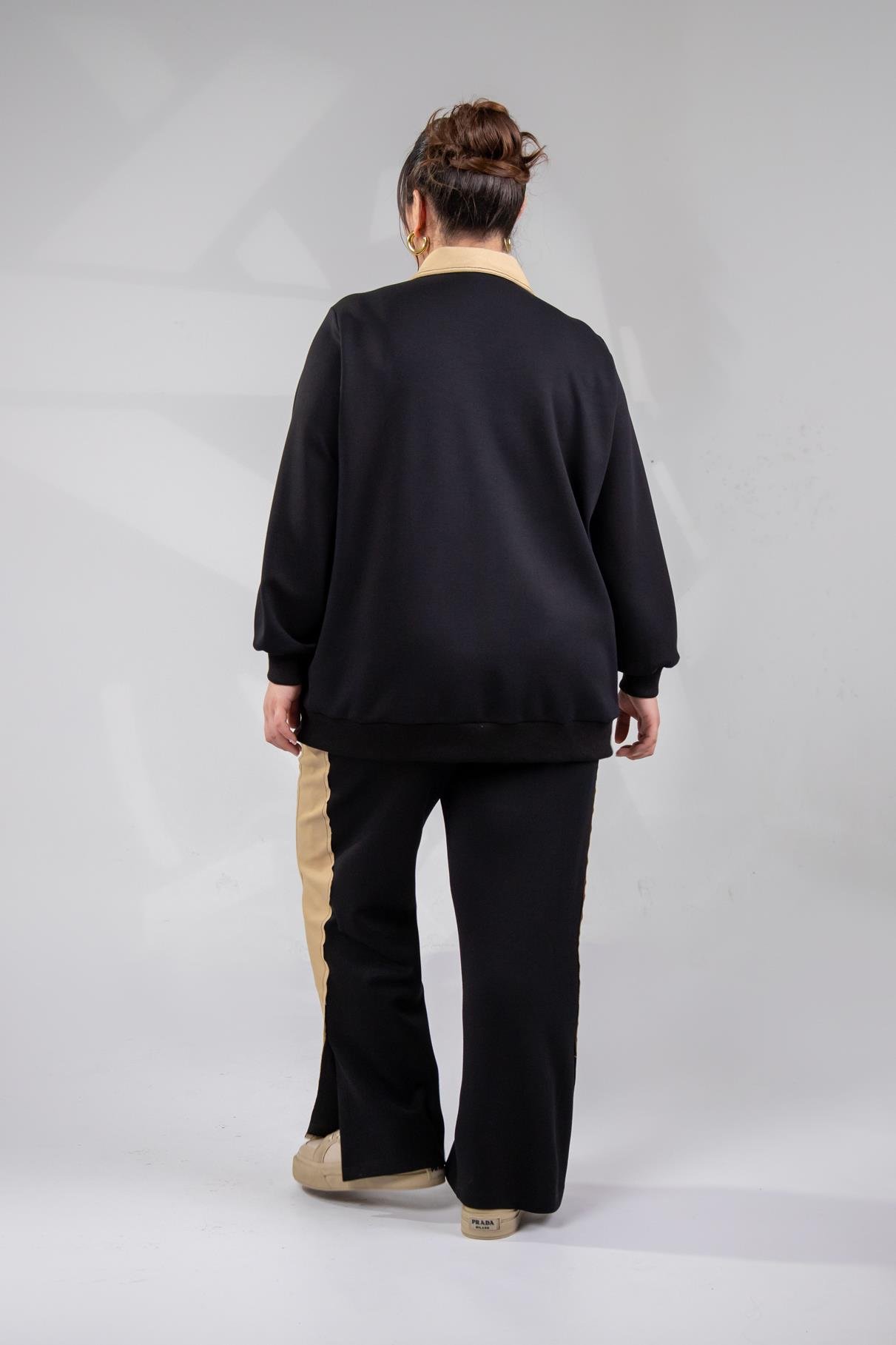 Büyük Beden 333187 Cep Detaylı 2'li Takım  Siyah