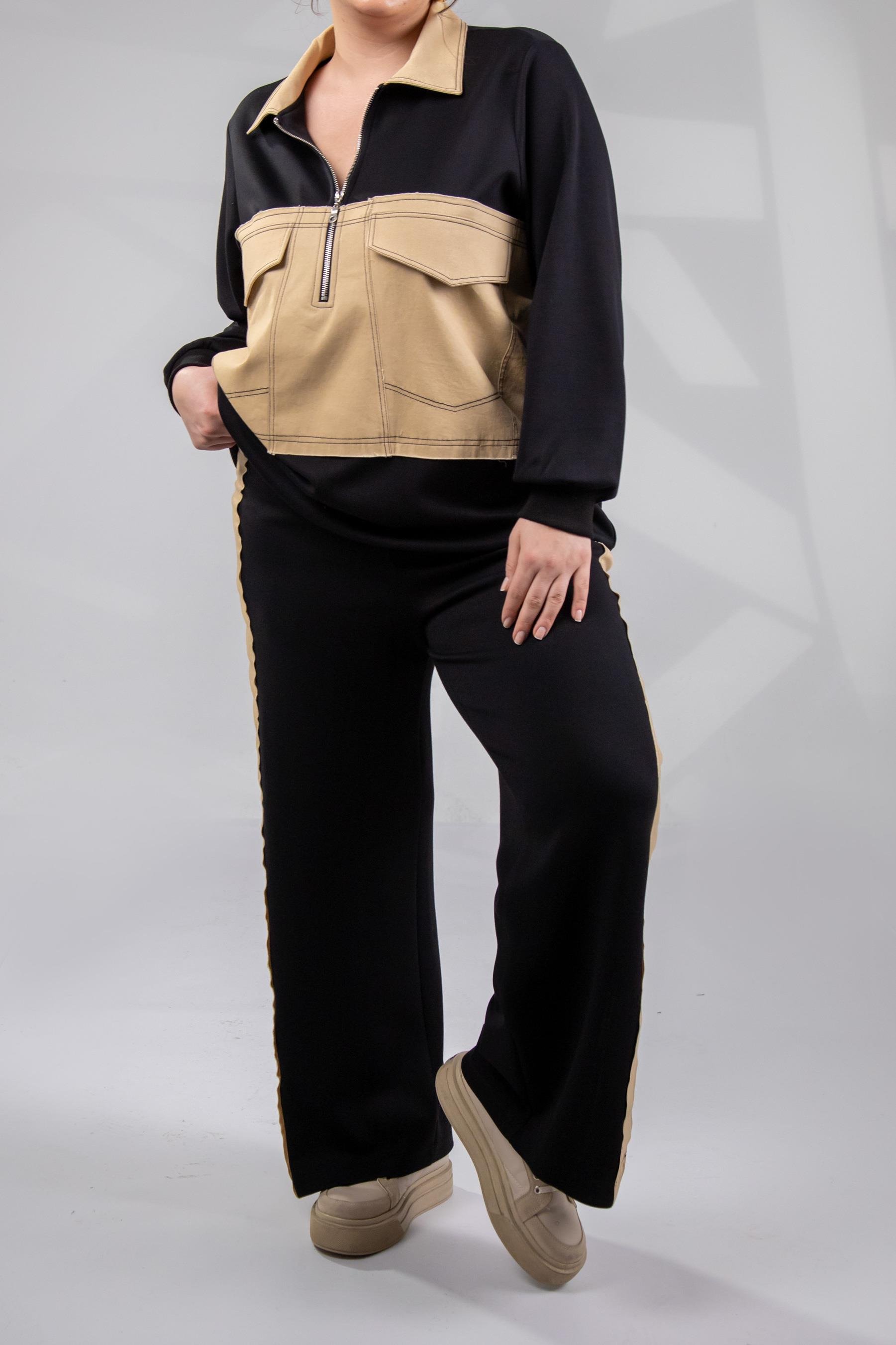 Büyük Beden 333187 Cep Detaylı 2'li Takım  Siyah