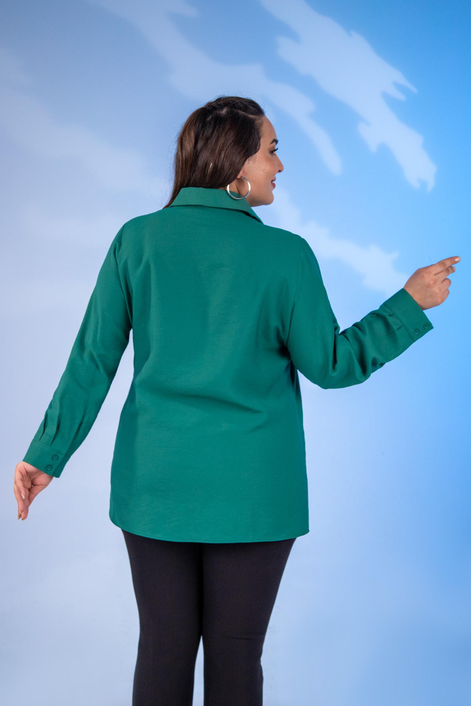 Büyük Beden 333198 Yelek Detaylı Gömlek  Yeşil