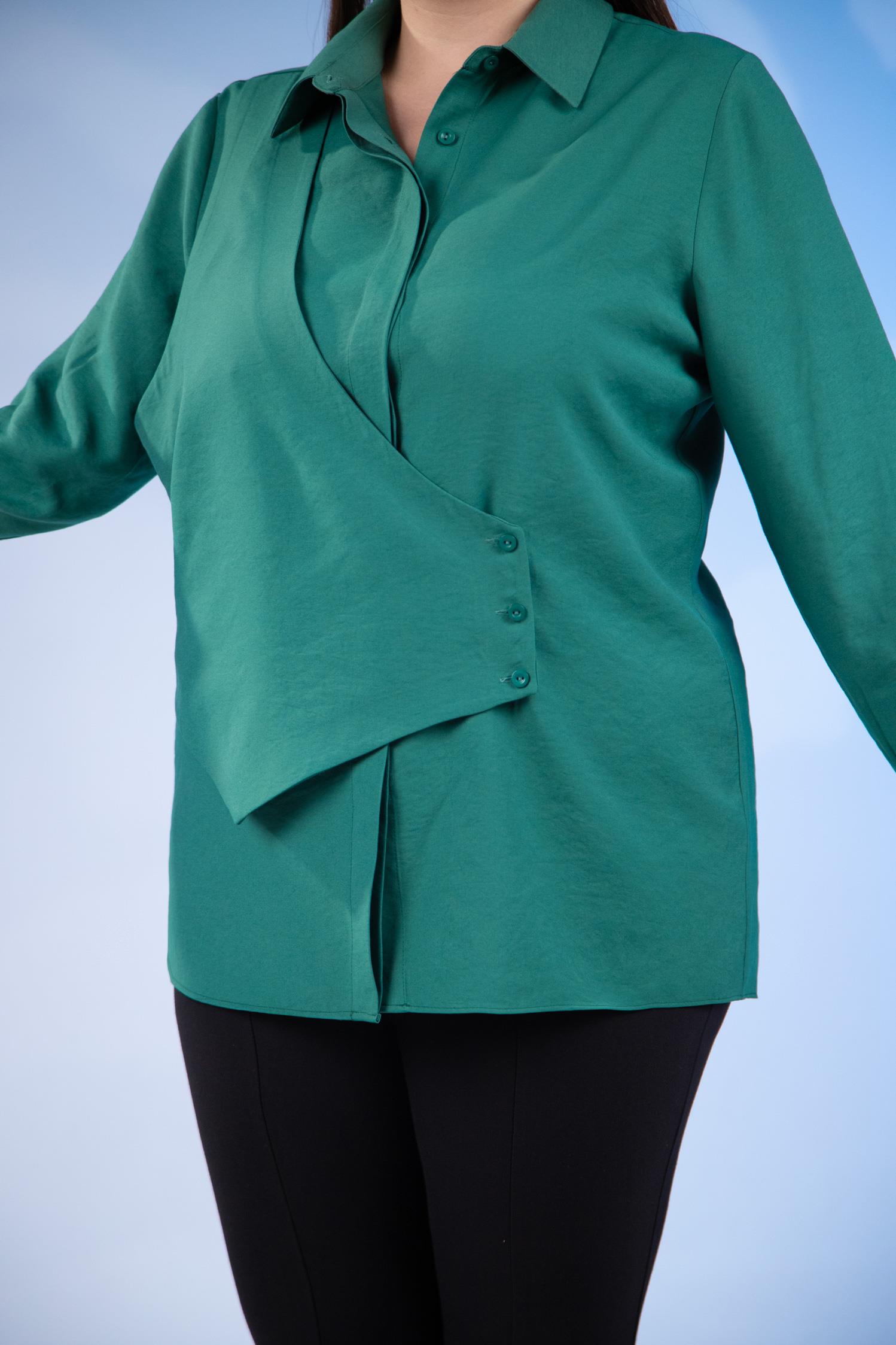 Büyük Beden 333198 Yelek Detaylı Gömlek  Yeşil