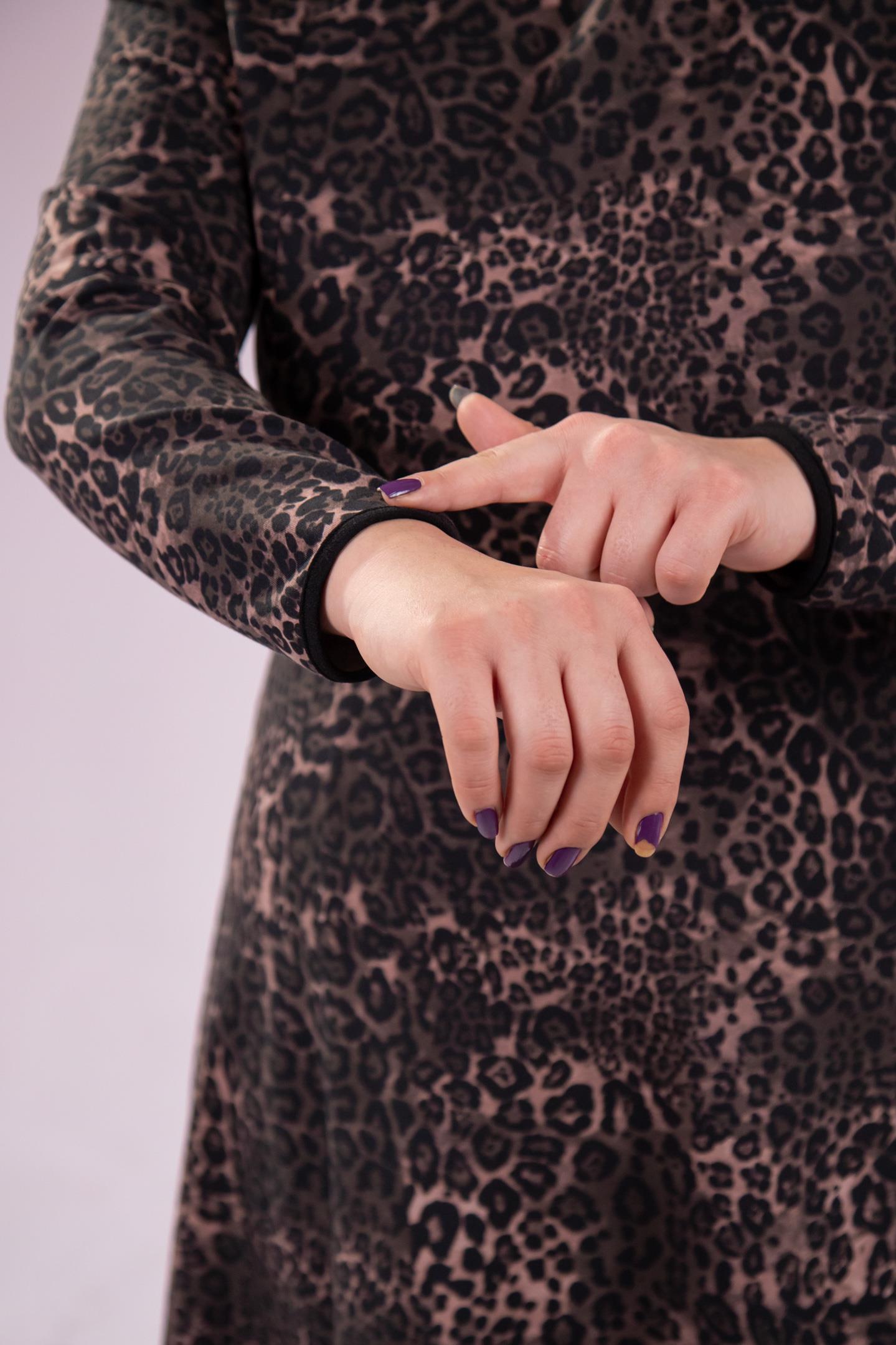 Büyük Beden 33324167 Leopar Desenli Elbise  Kahverengi