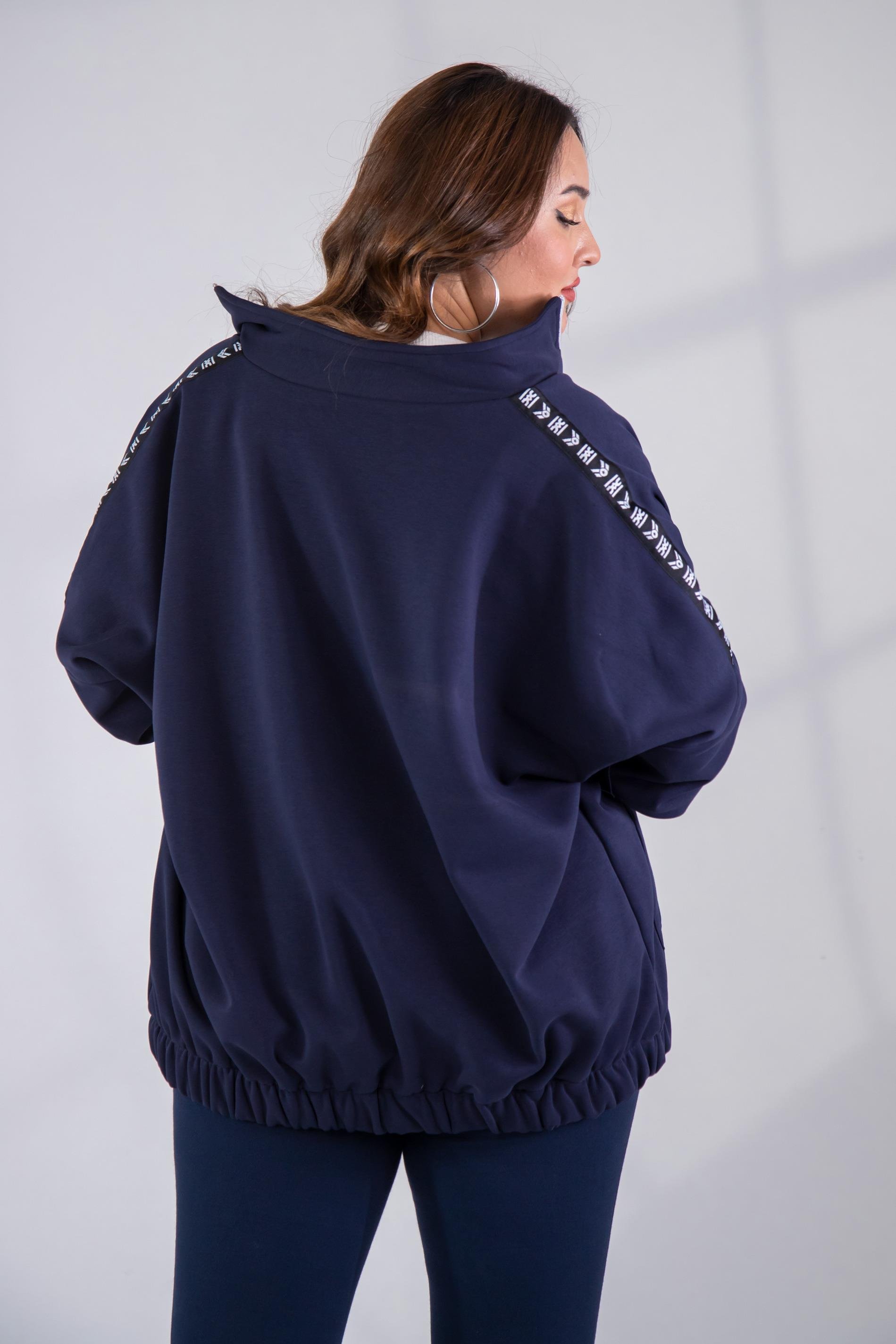 Büyük Beden 333443 Şertli Polar Sweat Lacivert