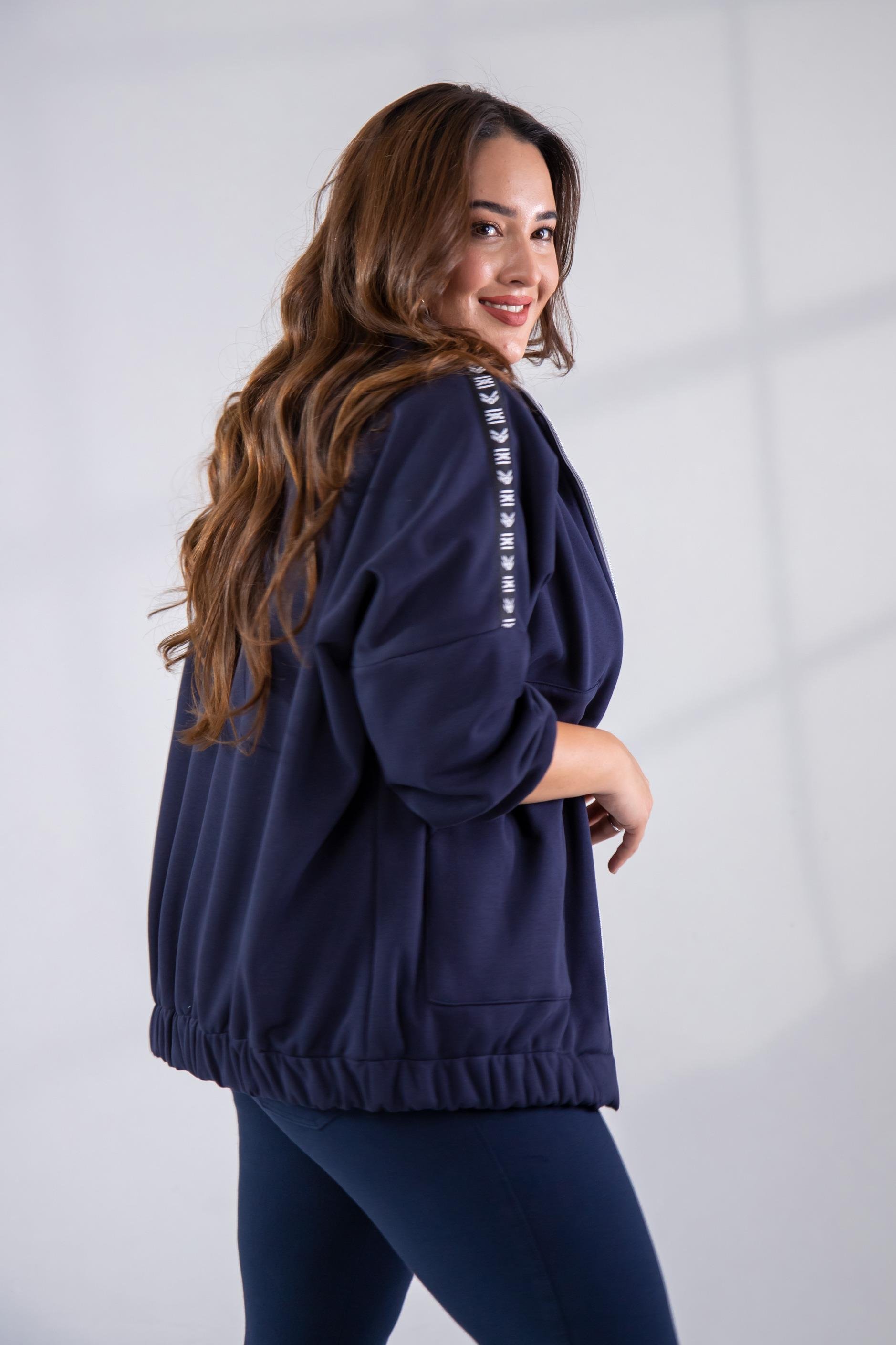 Büyük Beden 333443 Şertli Polar Sweat Lacivert