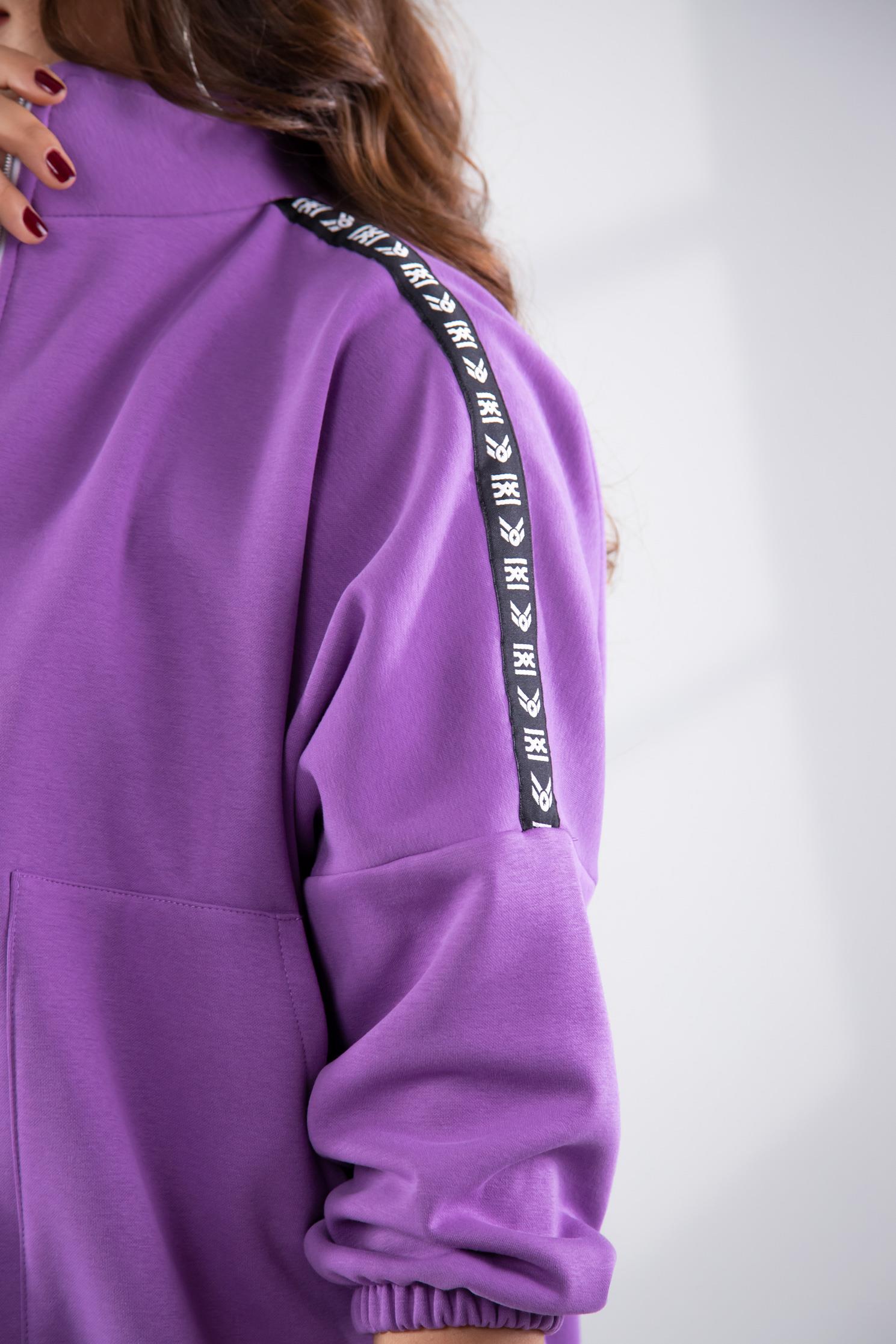 Büyük Beden 333443 Şertli Polar Sweat Lila