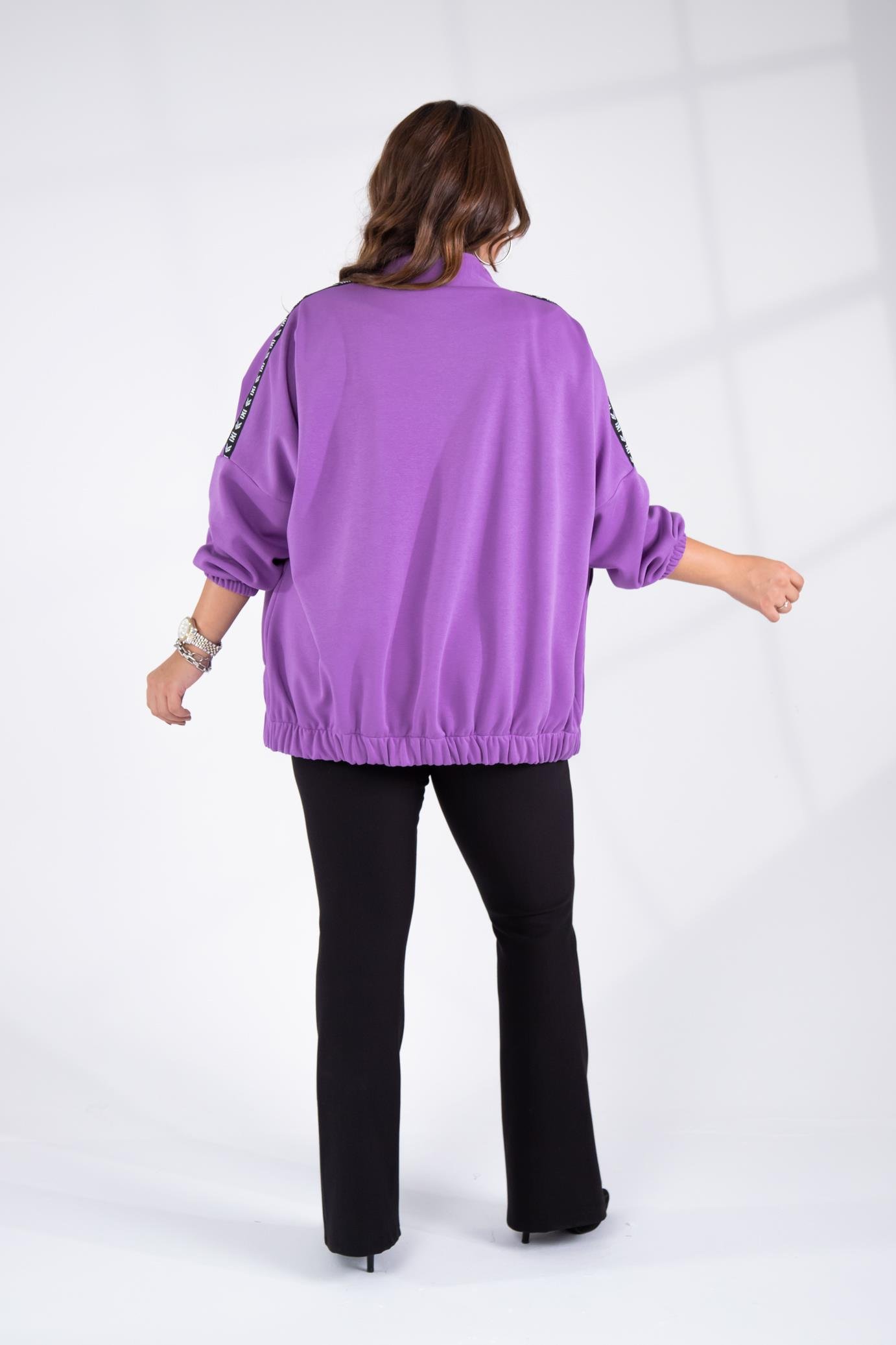Büyük Beden 333443 Şertli Polar Sweat Lila