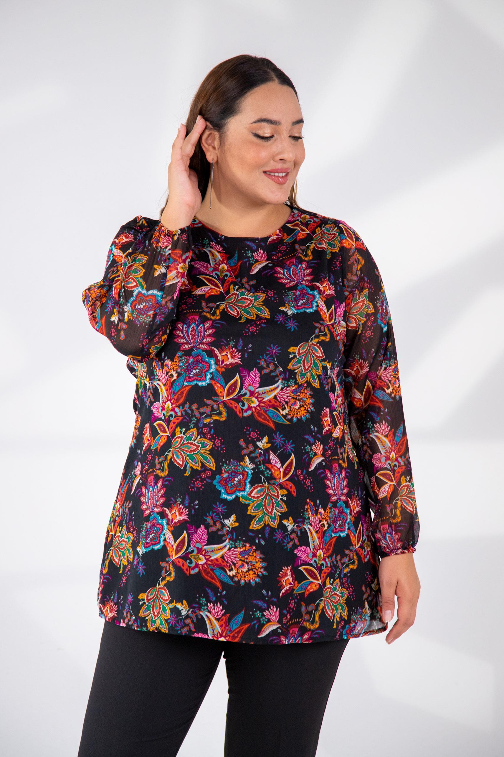 Büyük Beden 333557 Çiçek Desenli Bluz Etnikçiçek