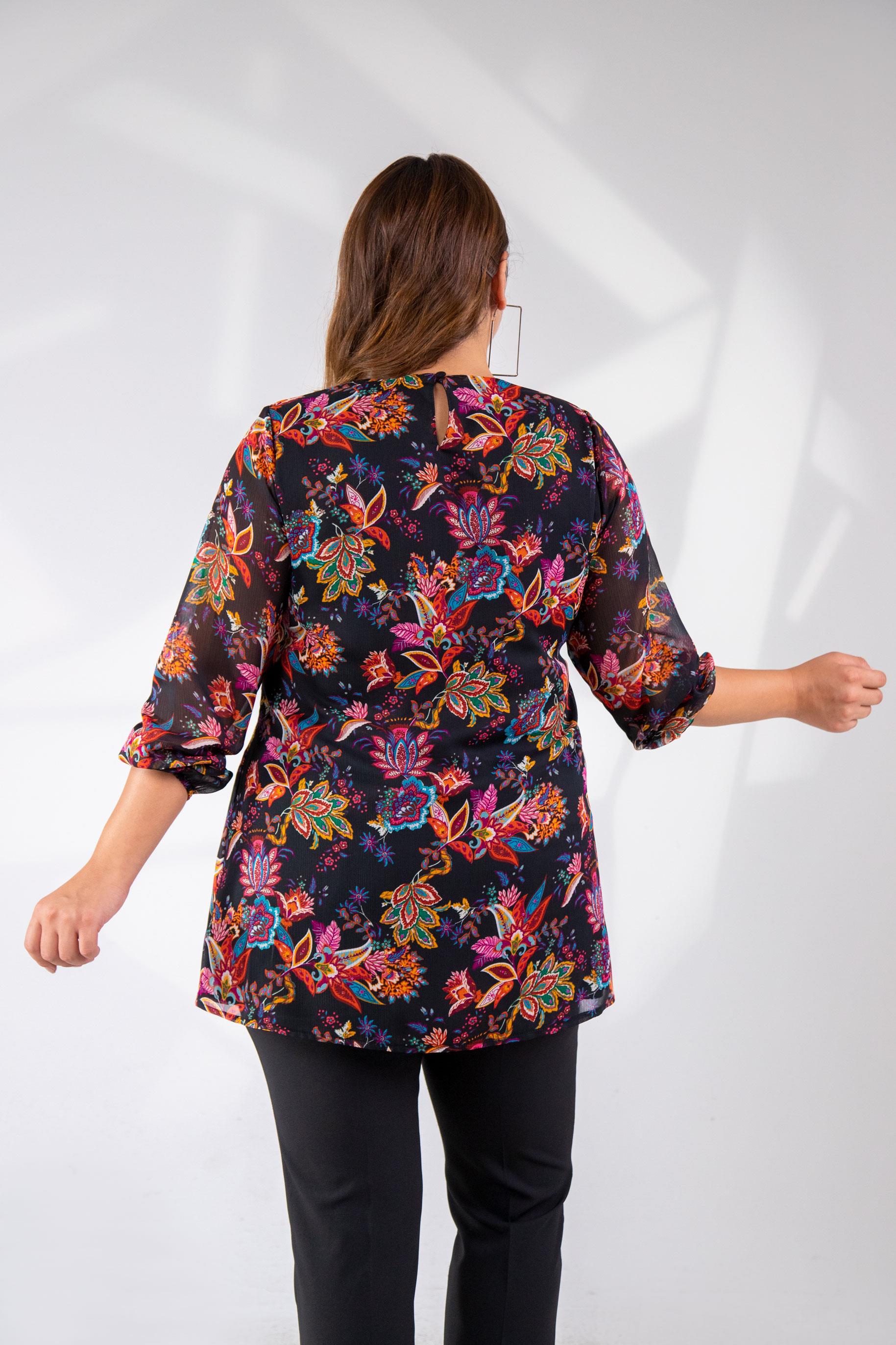 Büyük Beden 333557 Çiçek Desenli Bluz Etnikçiçek