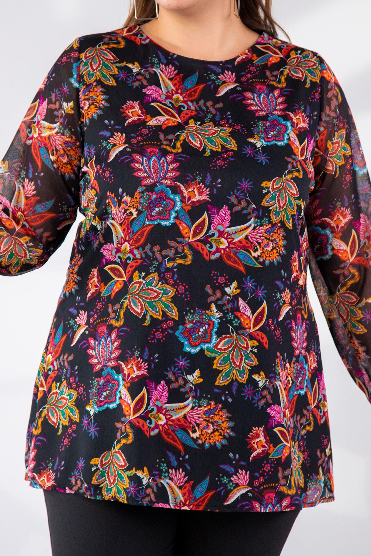 Büyük Beden 333557 Çiçek Desenli Bluz Etnikçiçek