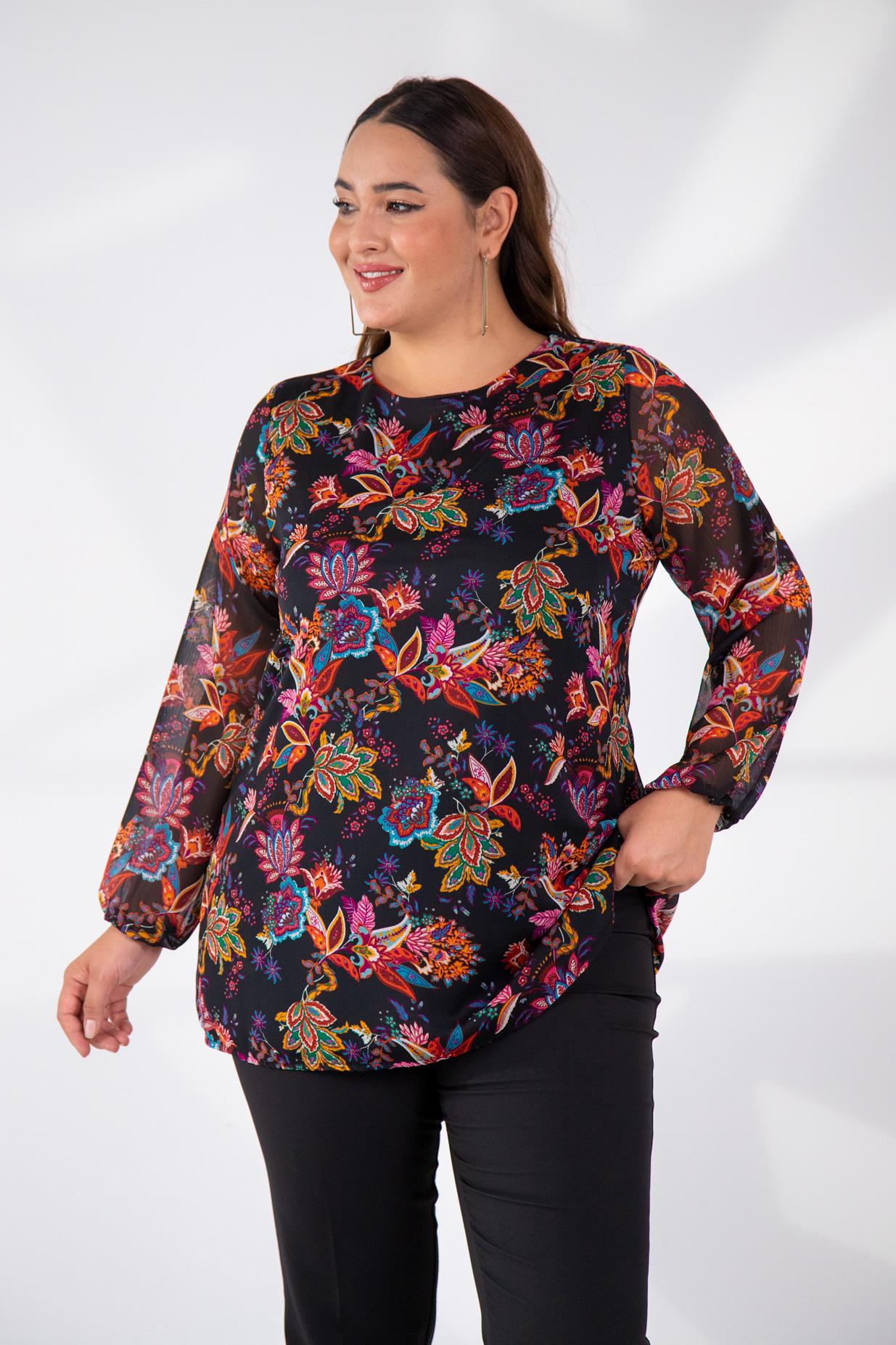 Büyük Beden 333557 Çiçek Desenli Bluz Etnikçiçek