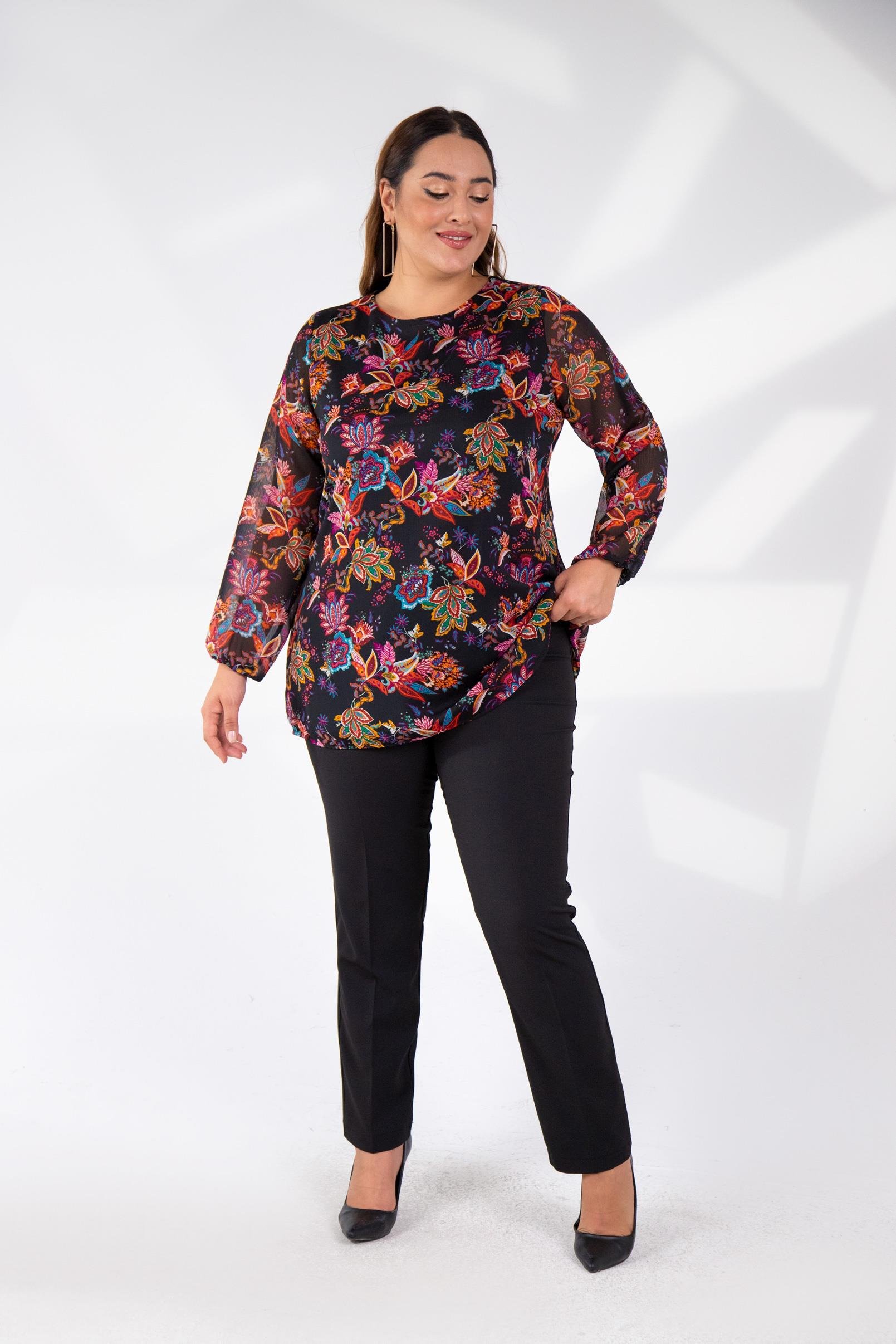 Büyük Beden 333557 Çiçek Desenli Bluz Etnikçiçek