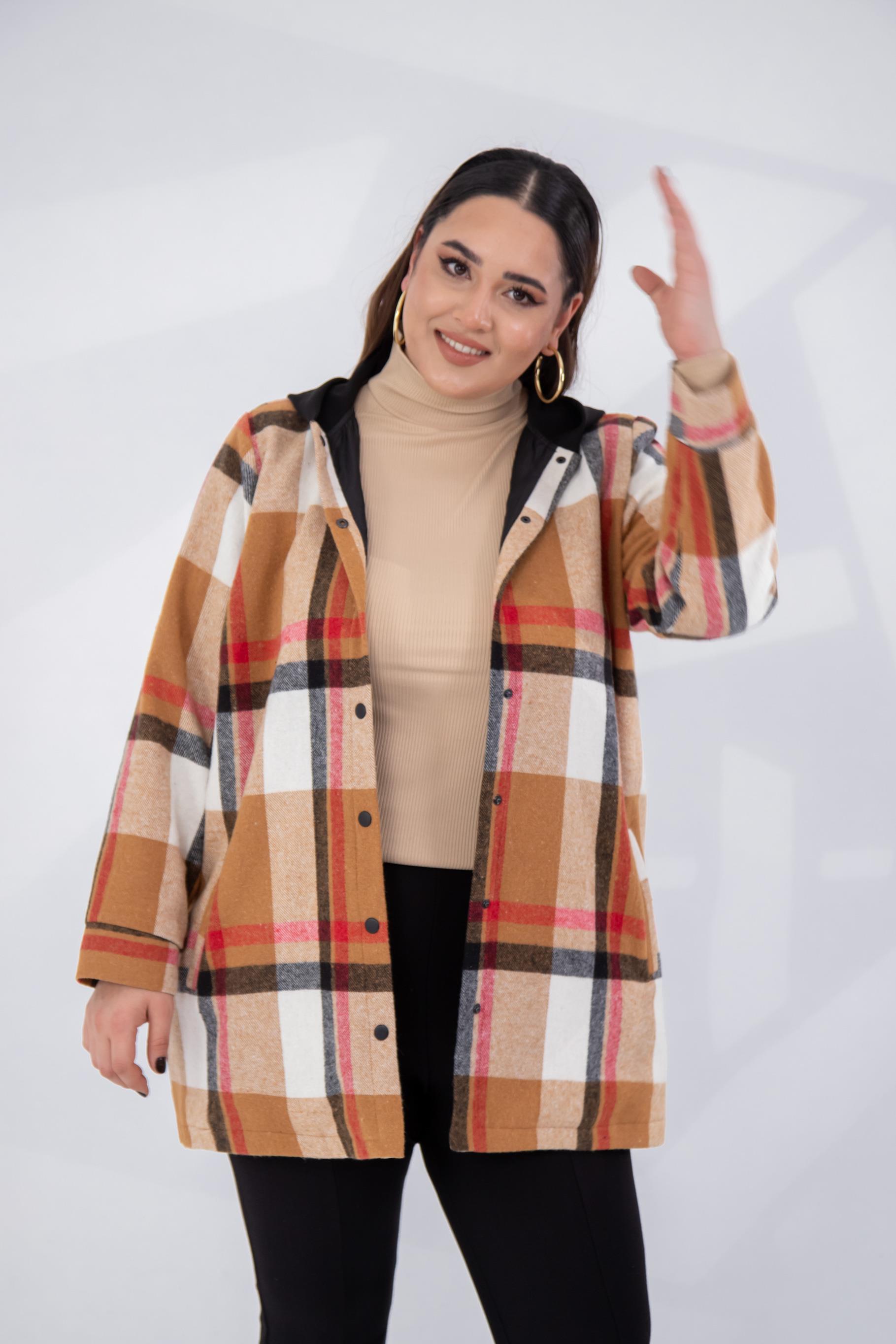 Büyük Beden 333658 Desenli Ceket  Ekose