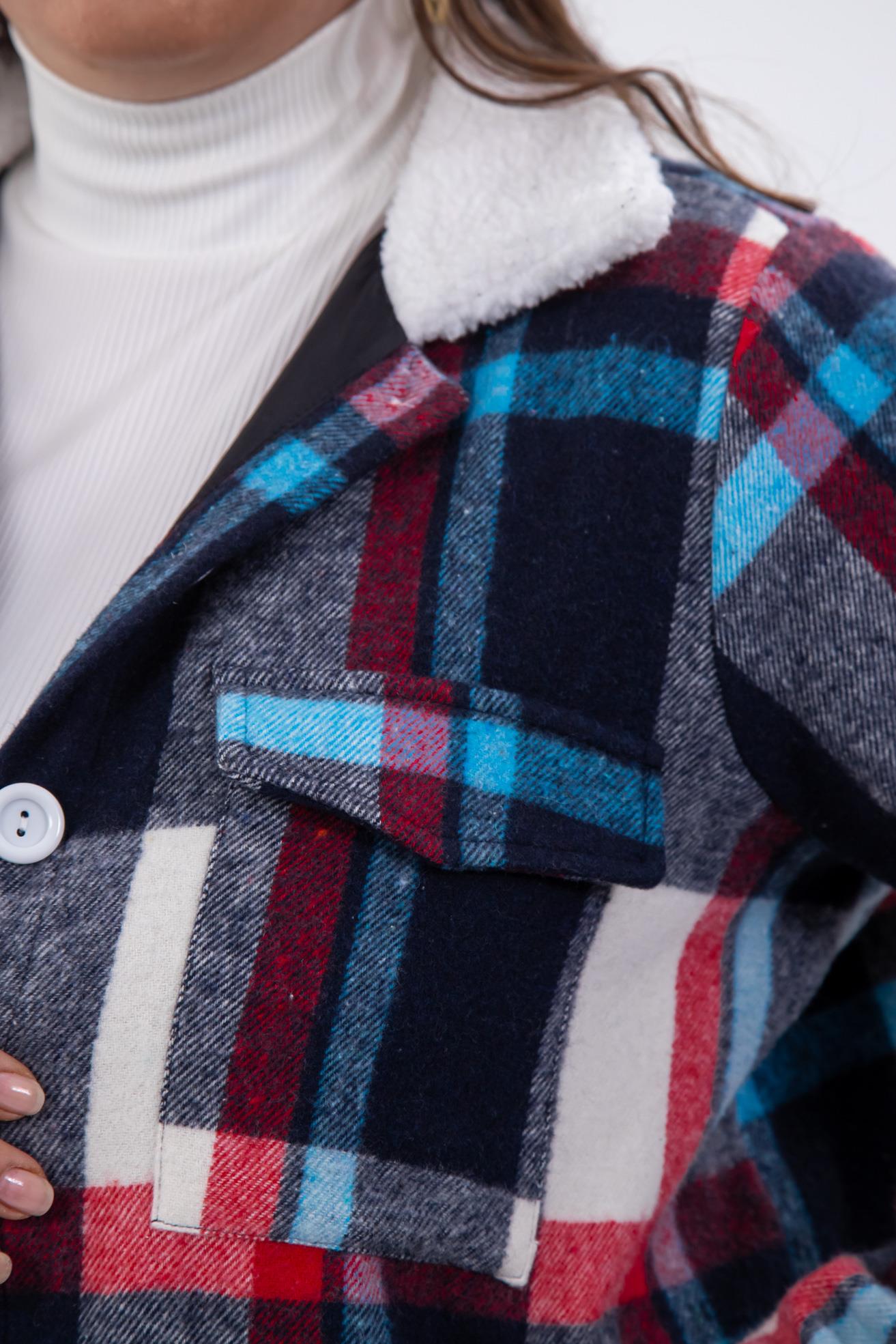 Büyük Beden 333712 Welsoft Yaka Oduncu Gömlek  Mavi-Kırmızı