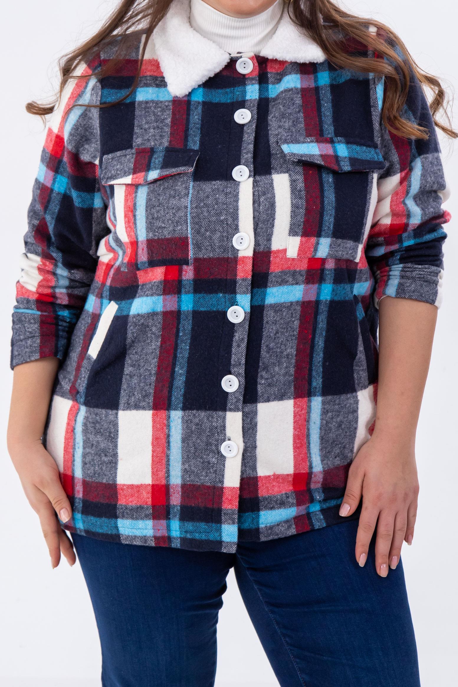 Büyük Beden 333712 Welsoft Yaka Oduncu Gömlek  Mavi-Kırmızı