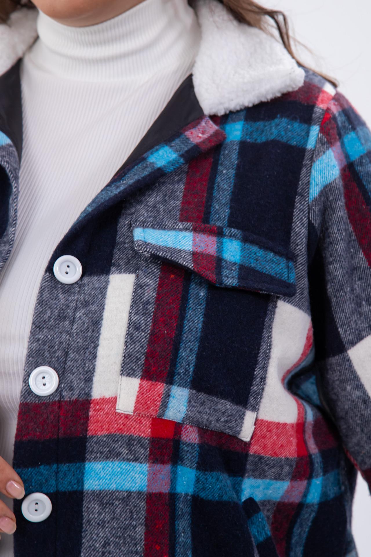 Büyük Beden 333712 Welsoft Yaka Oduncu Gömlek  Mavi-Kırmızı