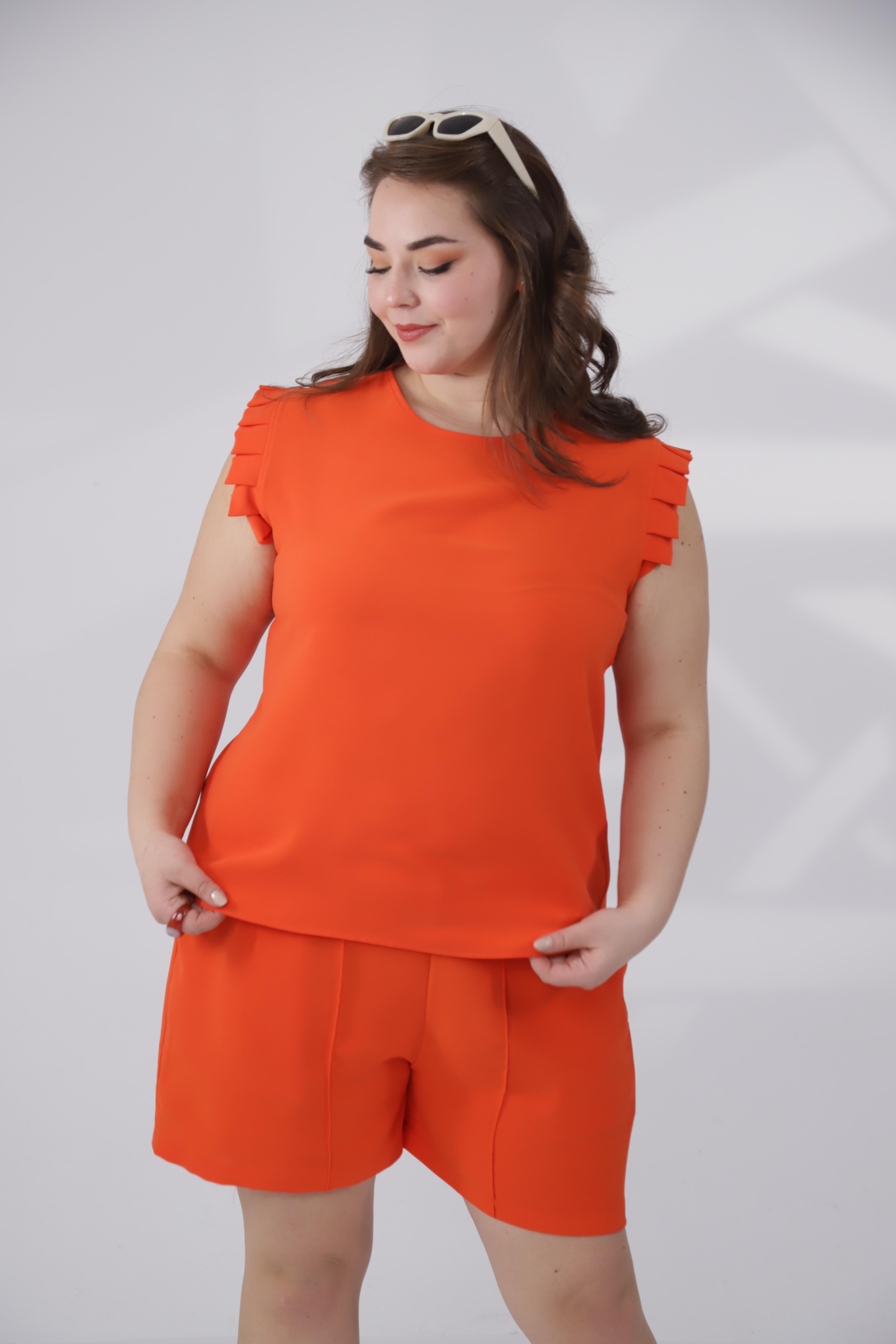 Büyük Beden 333817 Pile Detaylı Bluz Mercan