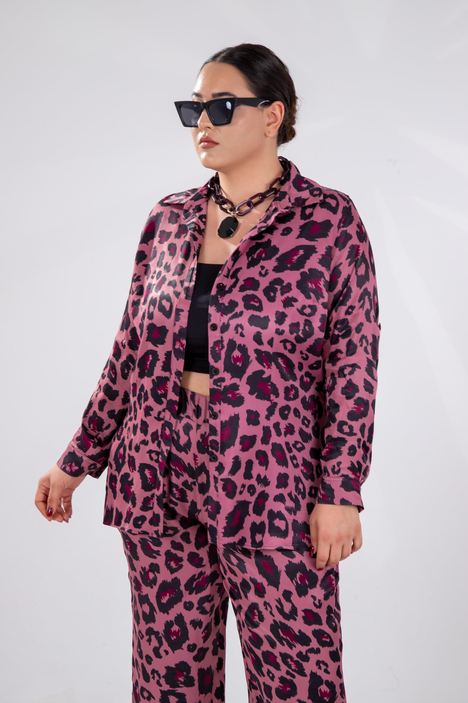 Büyük Beden 333906 Üçlü Saten Takım Pembe