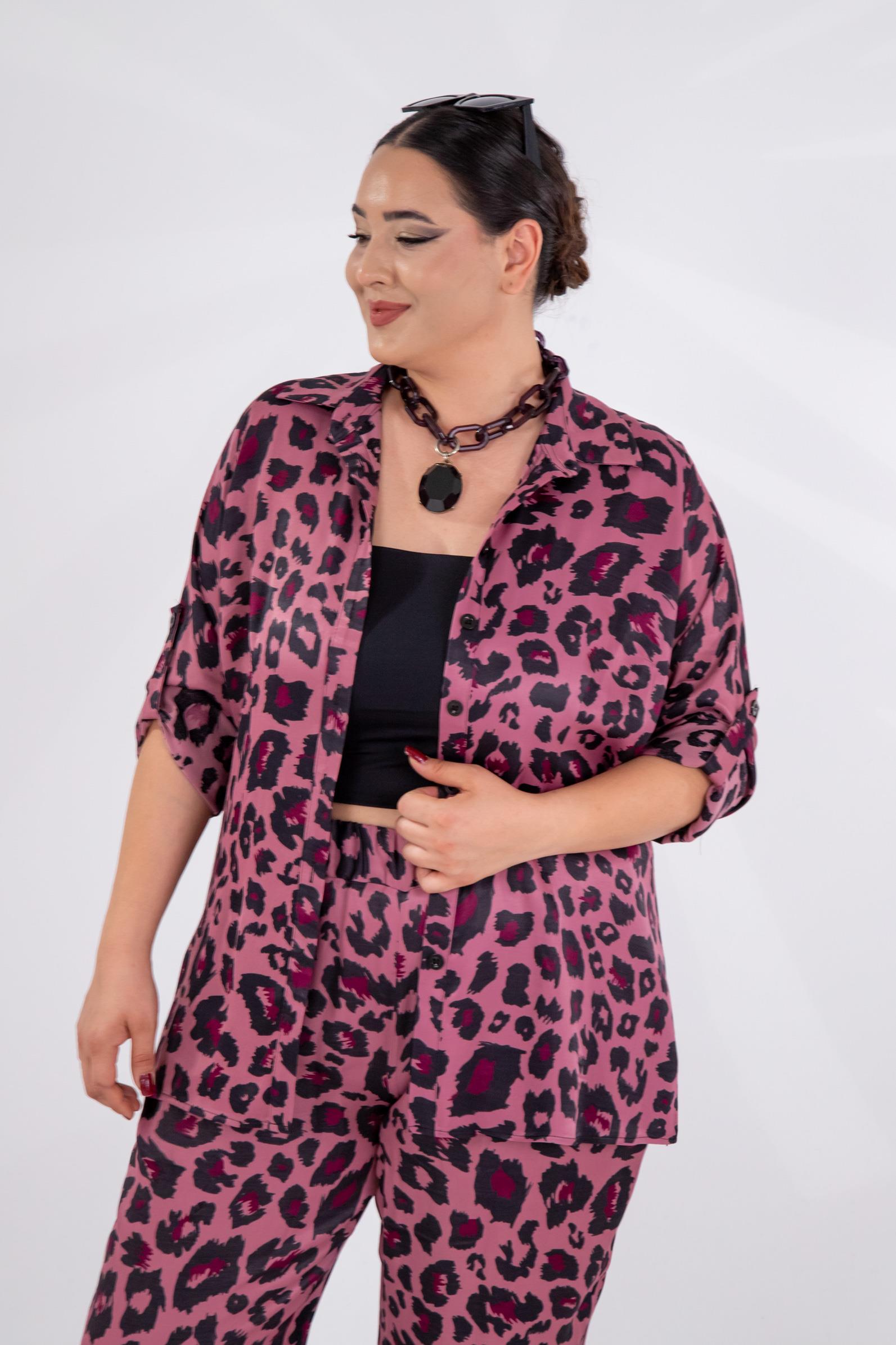 Büyük Beden 333906 Üçlü Saten Takım Pembe