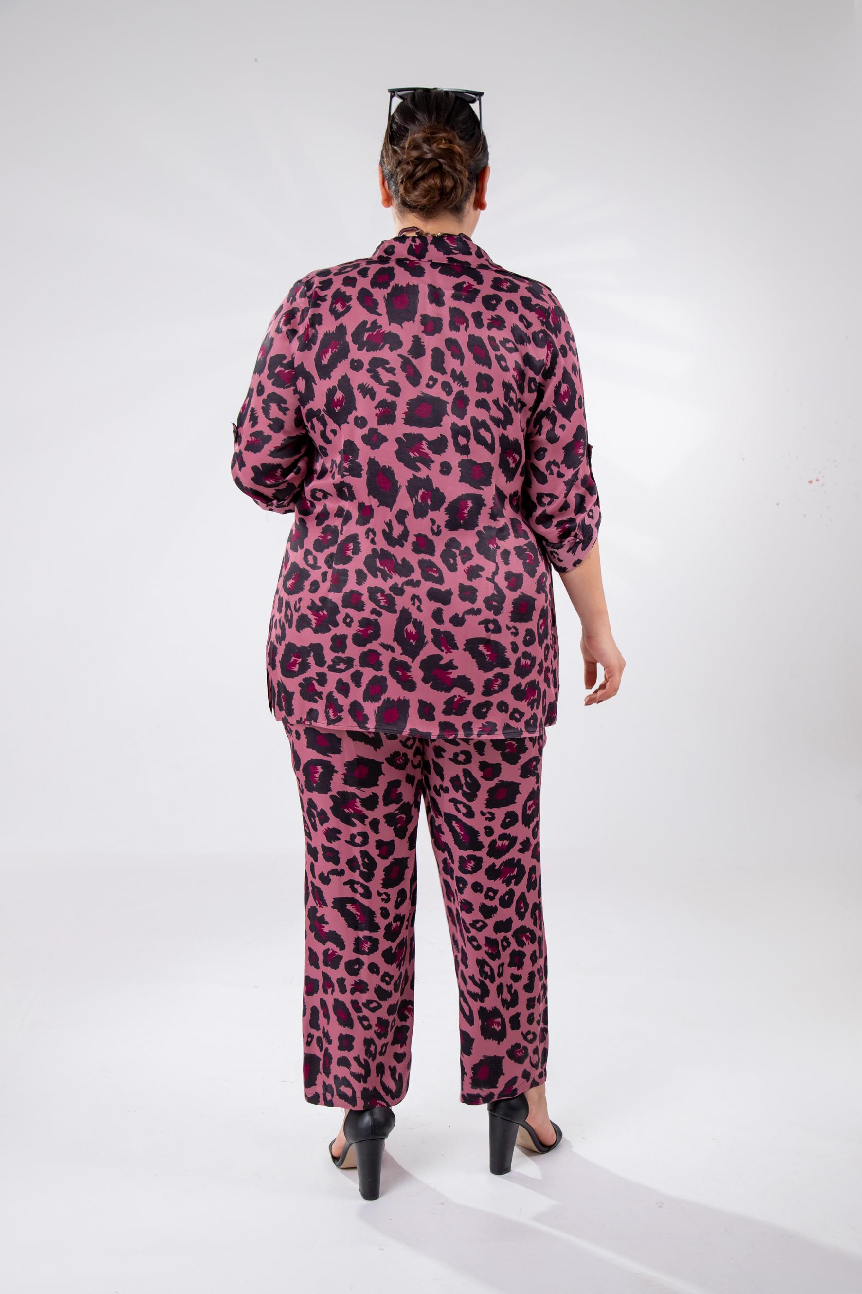 Büyük Beden 333906 Üçlü Saten Takım Pembe