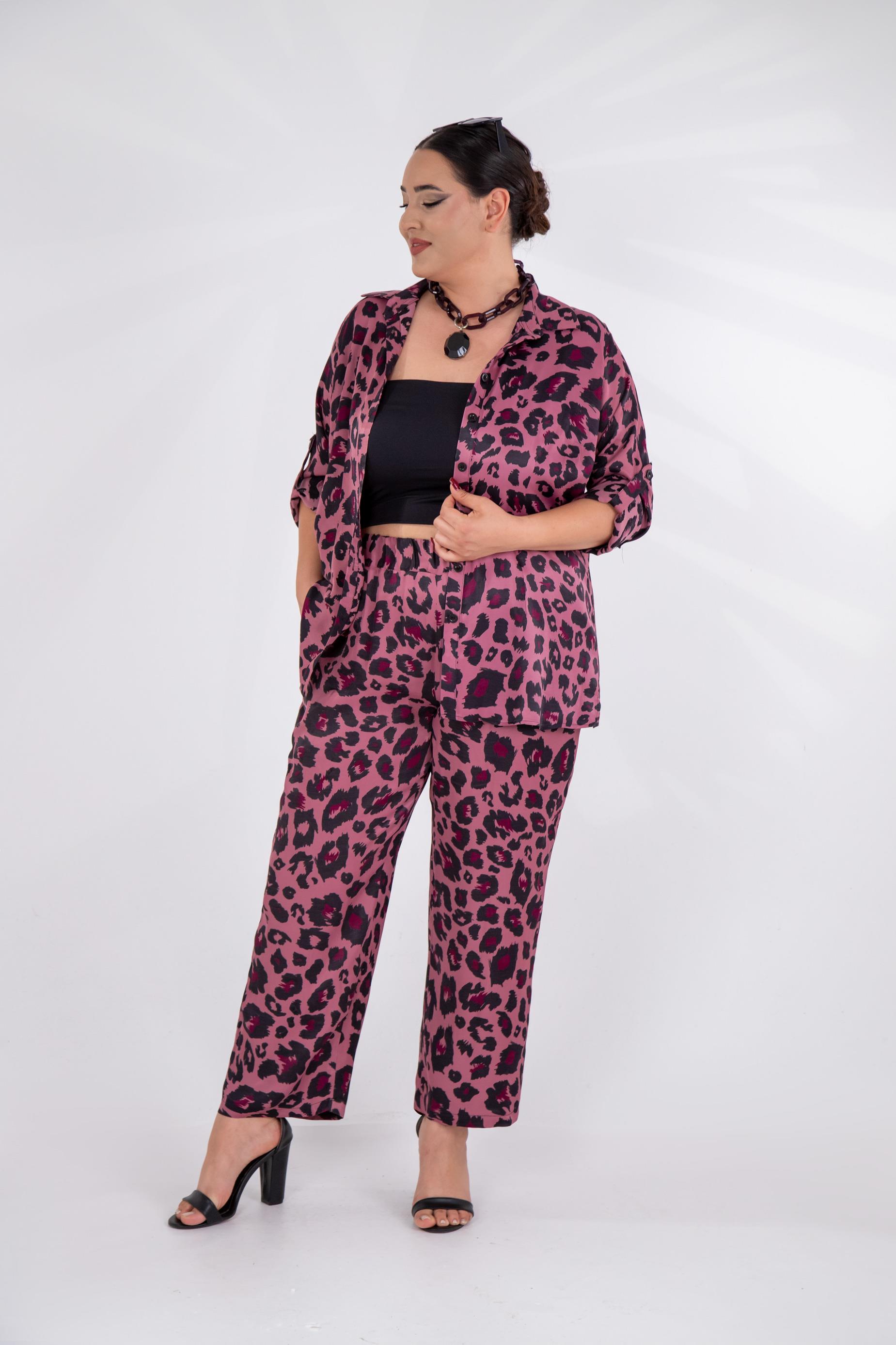 Büyük Beden 333906 Üçlü Saten Takım Pembe