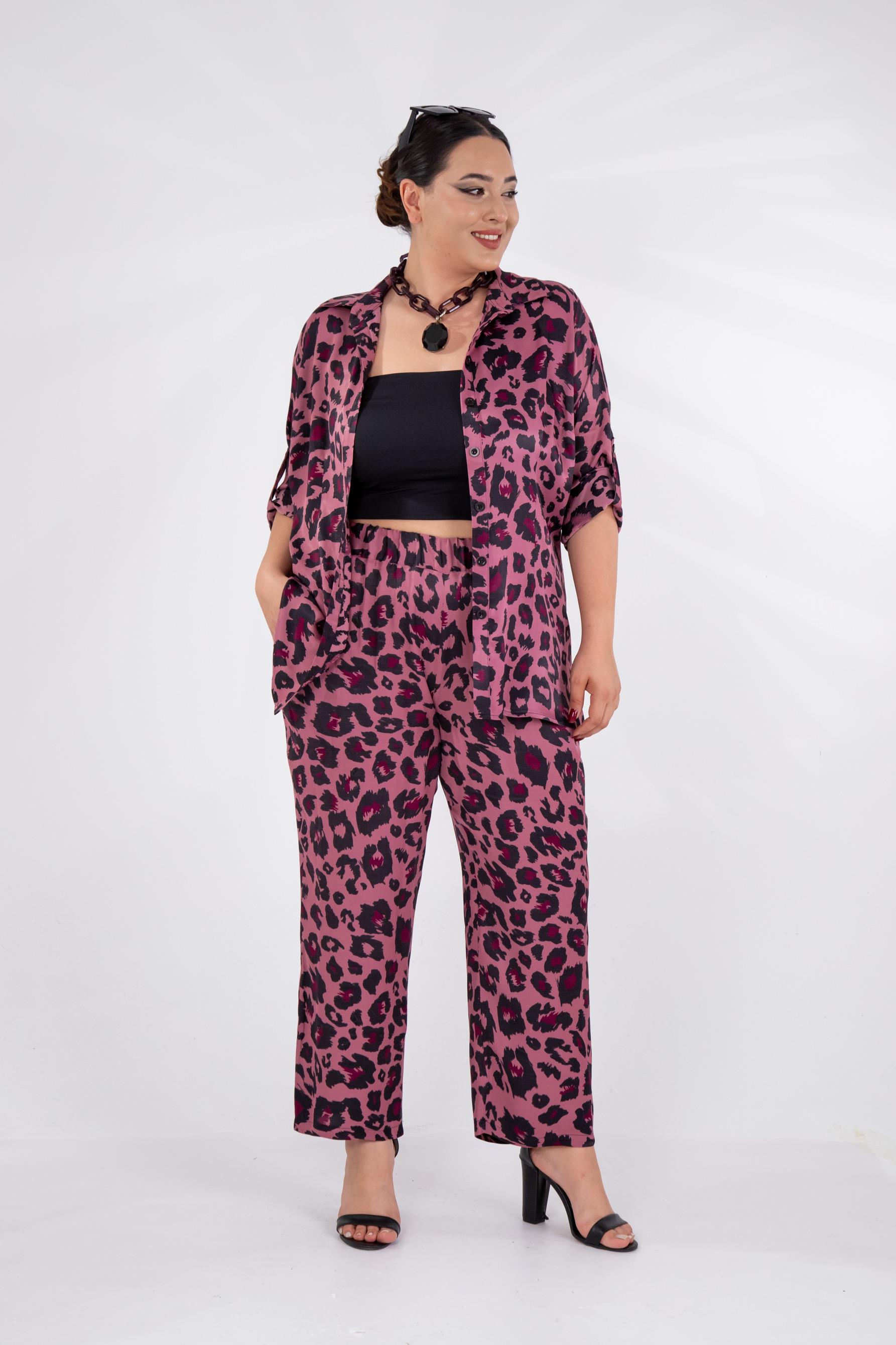 Büyük Beden 333906 Üçlü Saten Takım Pembe