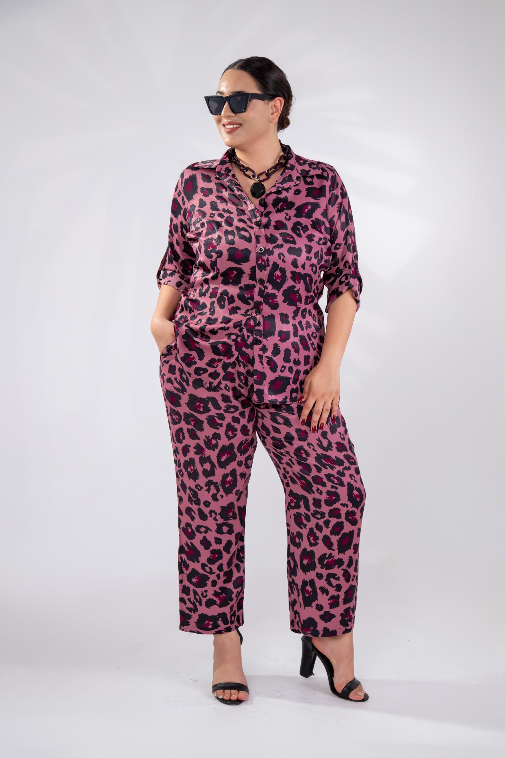 Büyük Beden 333906 Üçlü Saten Takım Pembe