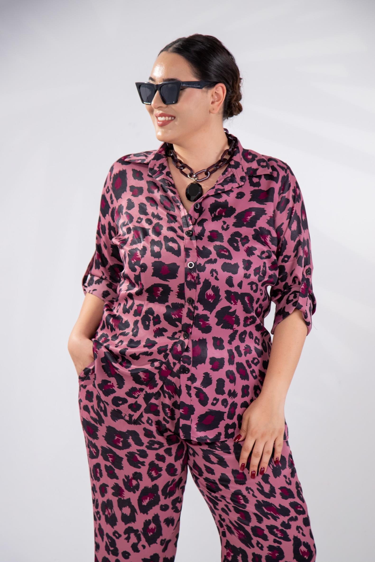 Büyük Beden 333906 Üçlü Saten Takım Pembe