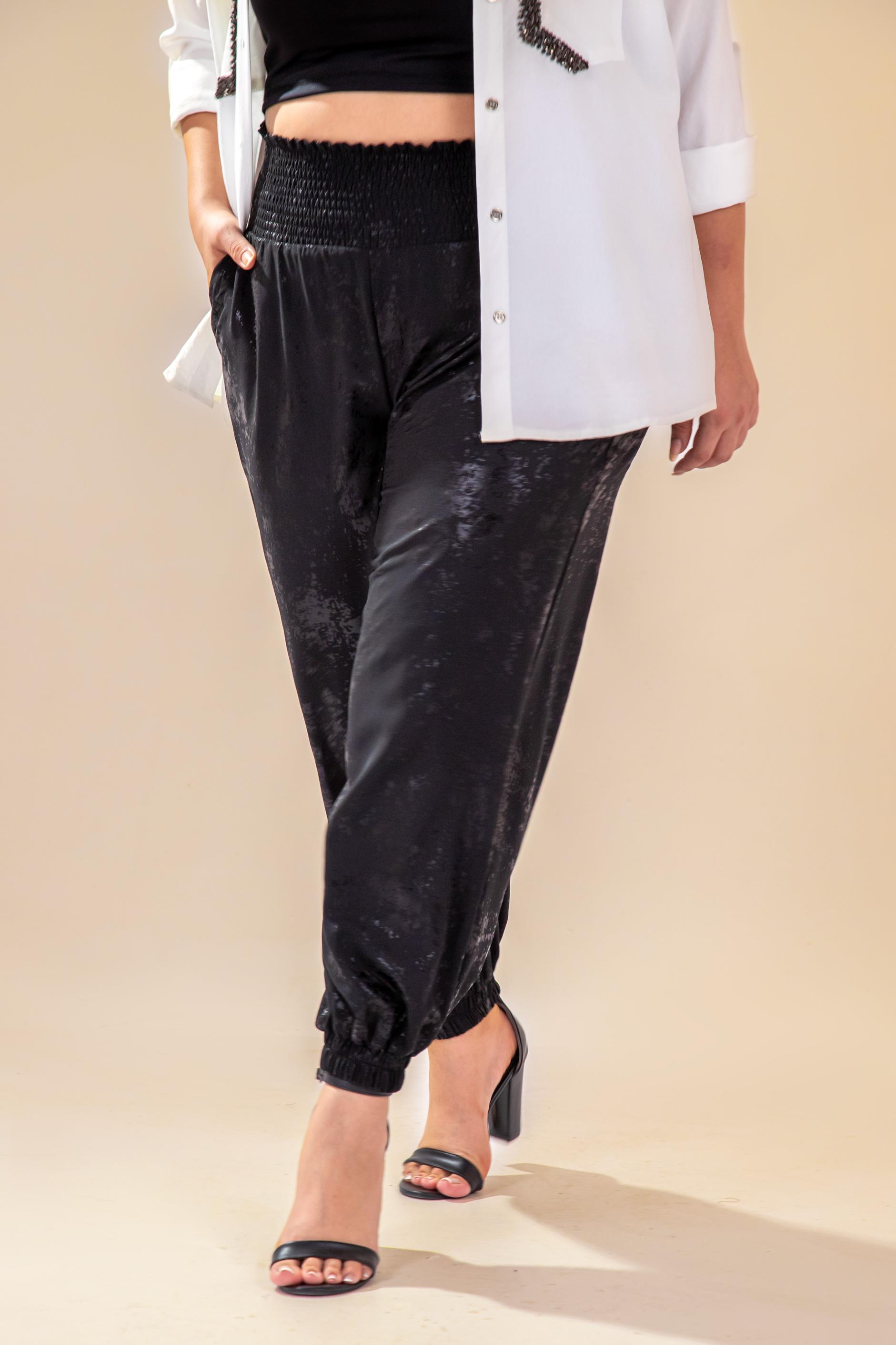 Büyük Beden 333997 Beli Gipeli Pantolon  Siyah