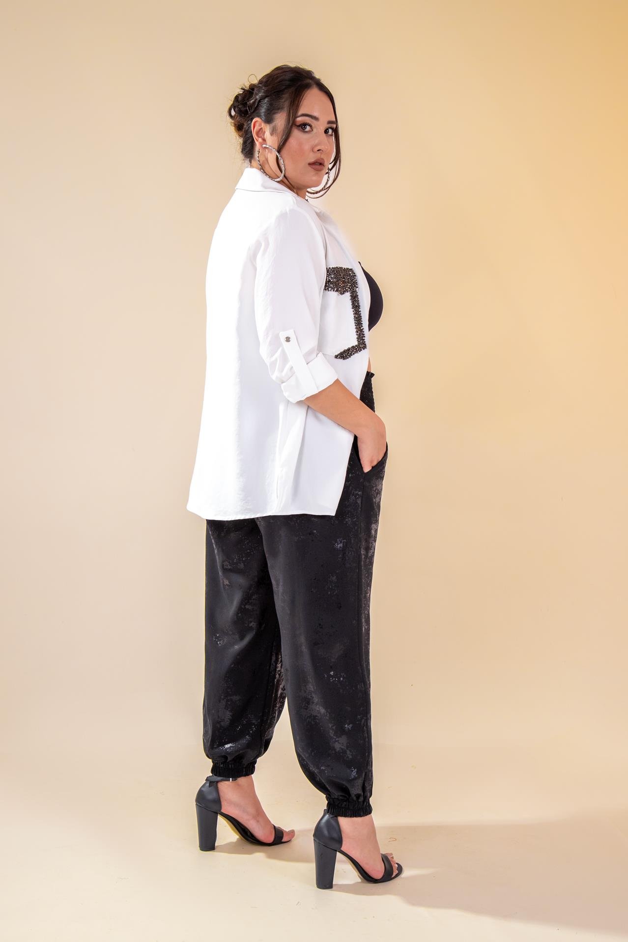 Büyük Beden 333997 Beli Gipeli Pantolon  Siyah