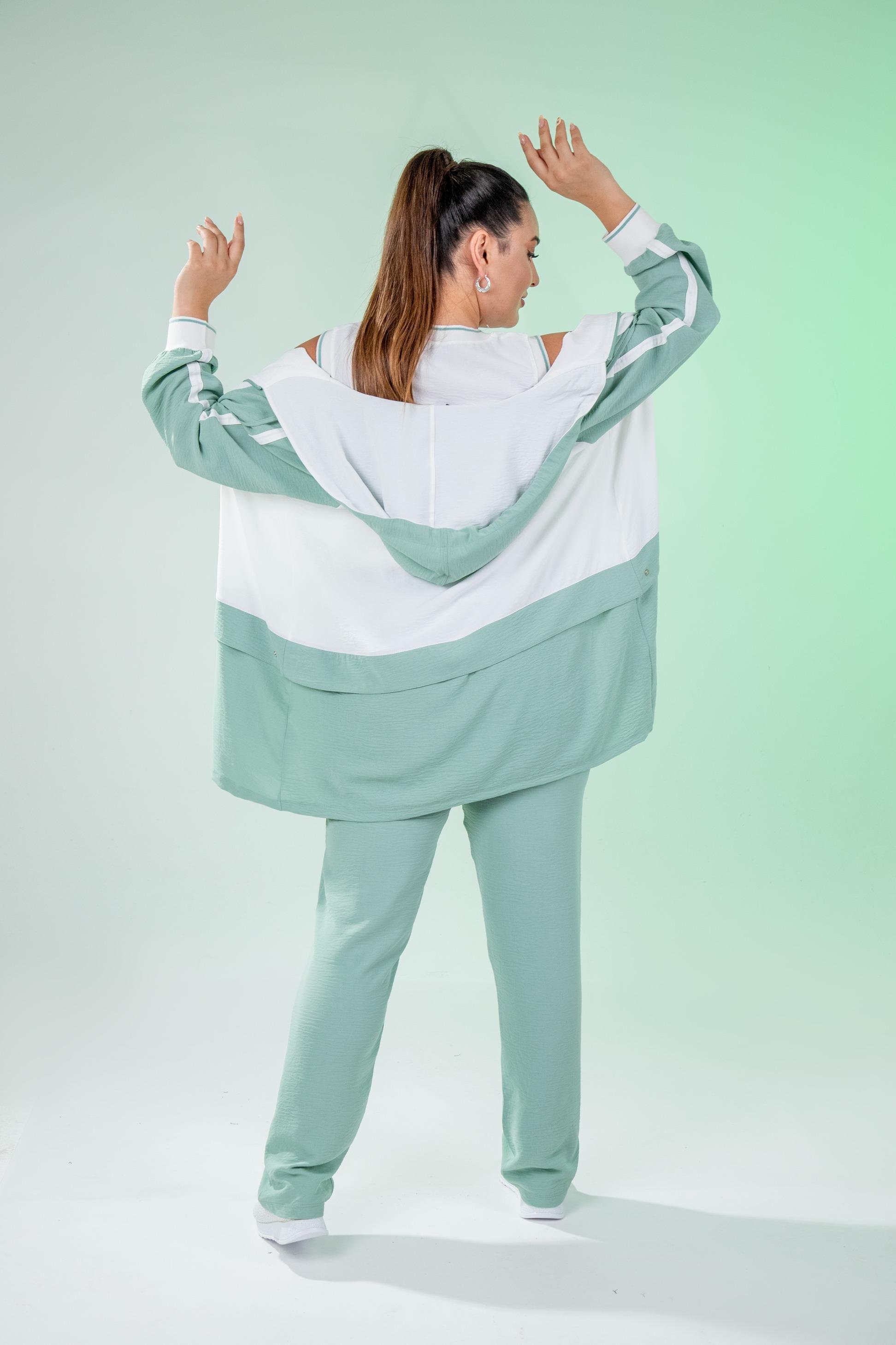 Büyük Beden 76318 Lovely Nakışlı 3'Lü Takım Yeşil