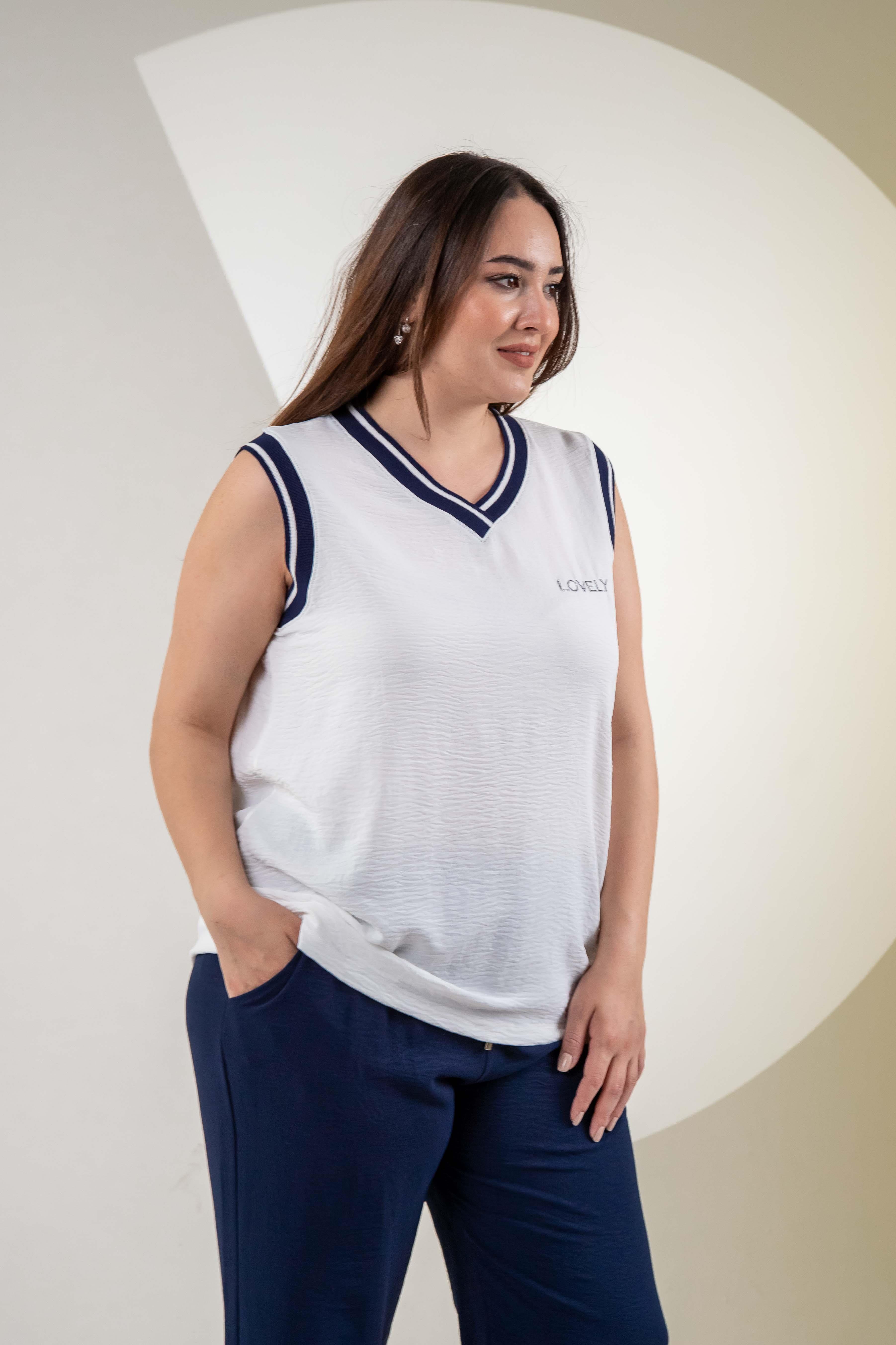 Büyük Beden 76318 Lovely Nakışlı 3'lü Takım Lacivert