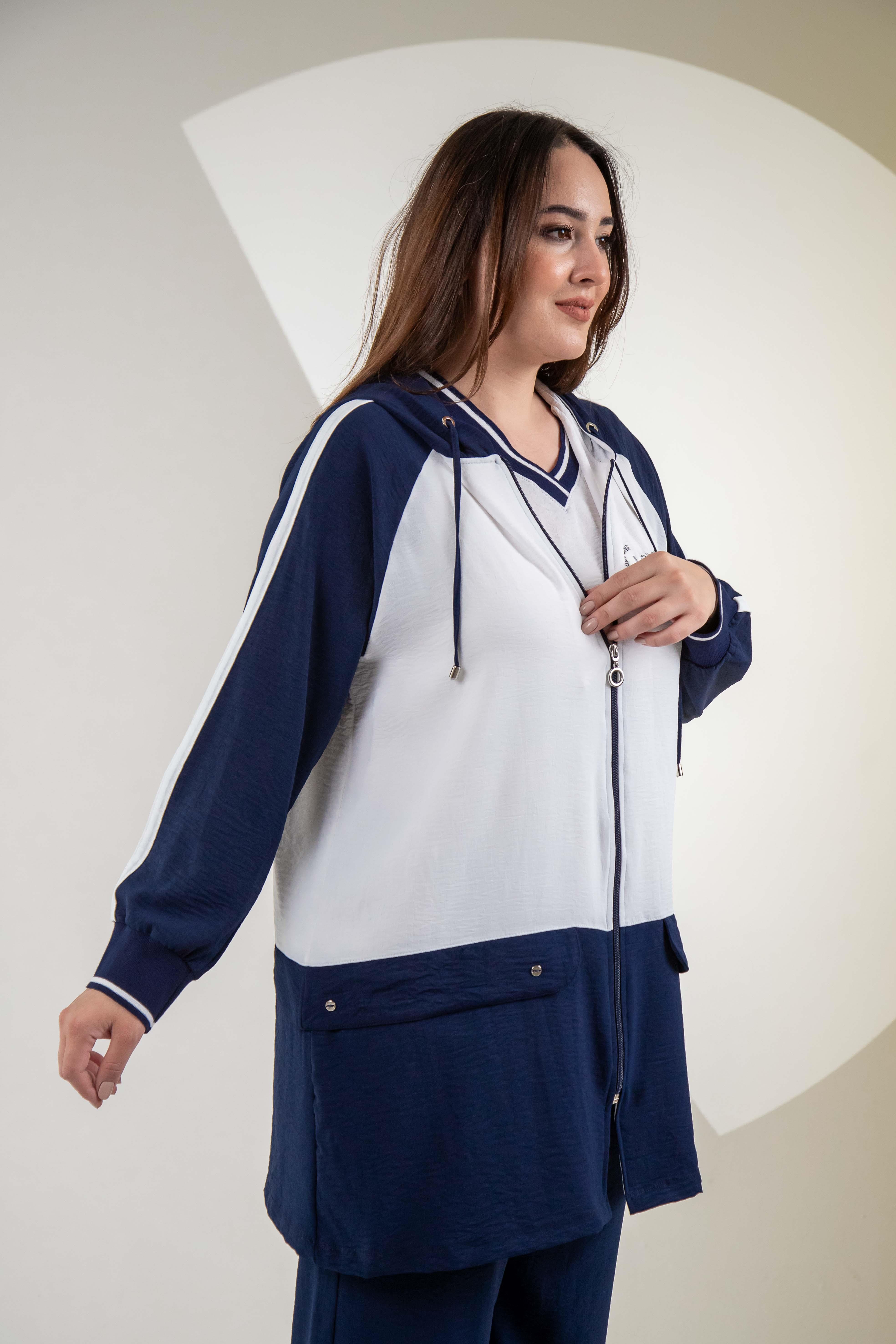 Büyük Beden 76318 Lovely Nakışlı 3'lü Takım Lacivert