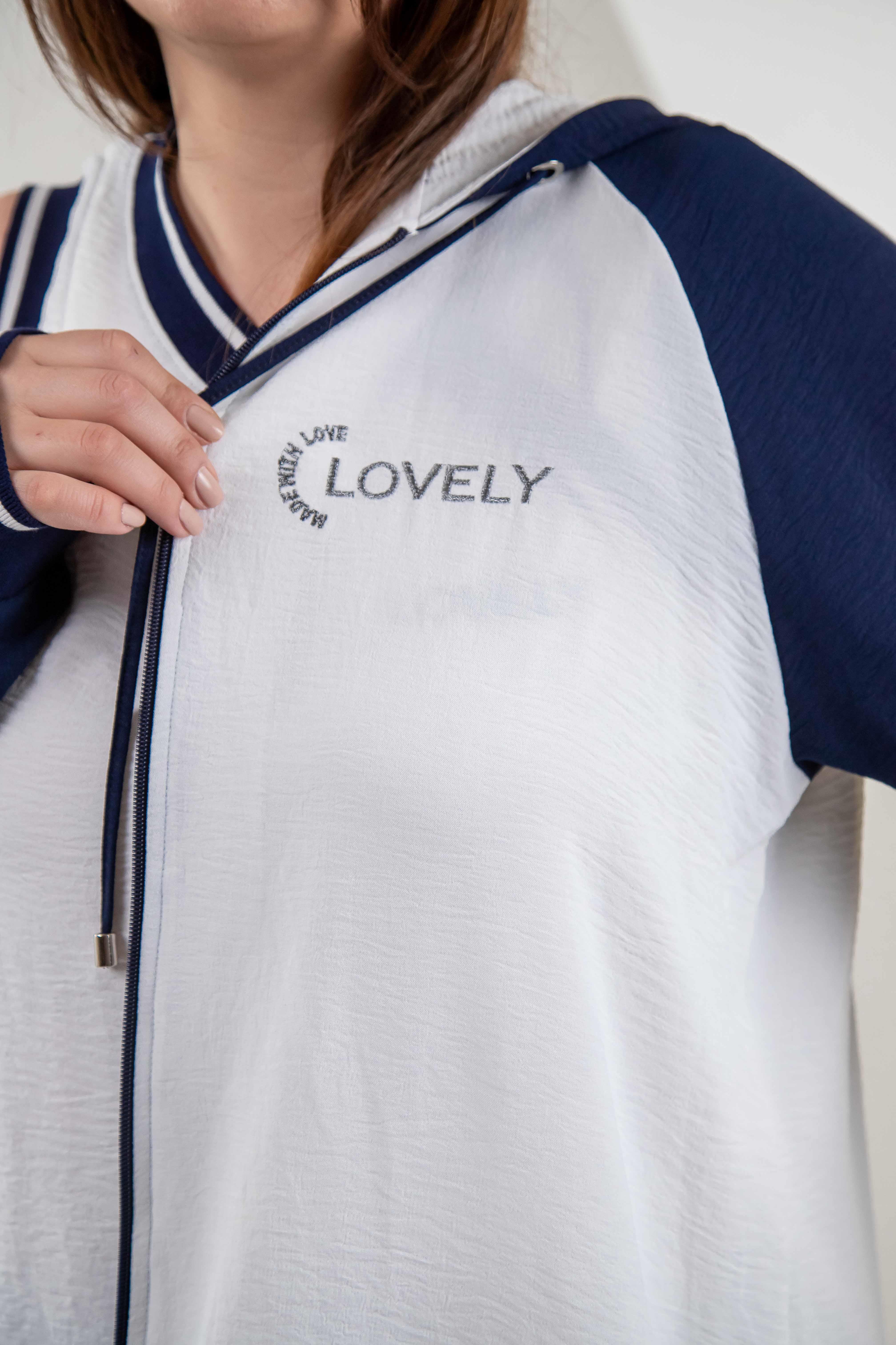 Büyük Beden 76318 Lovely Nakışlı 3'lü Takım Lacivert