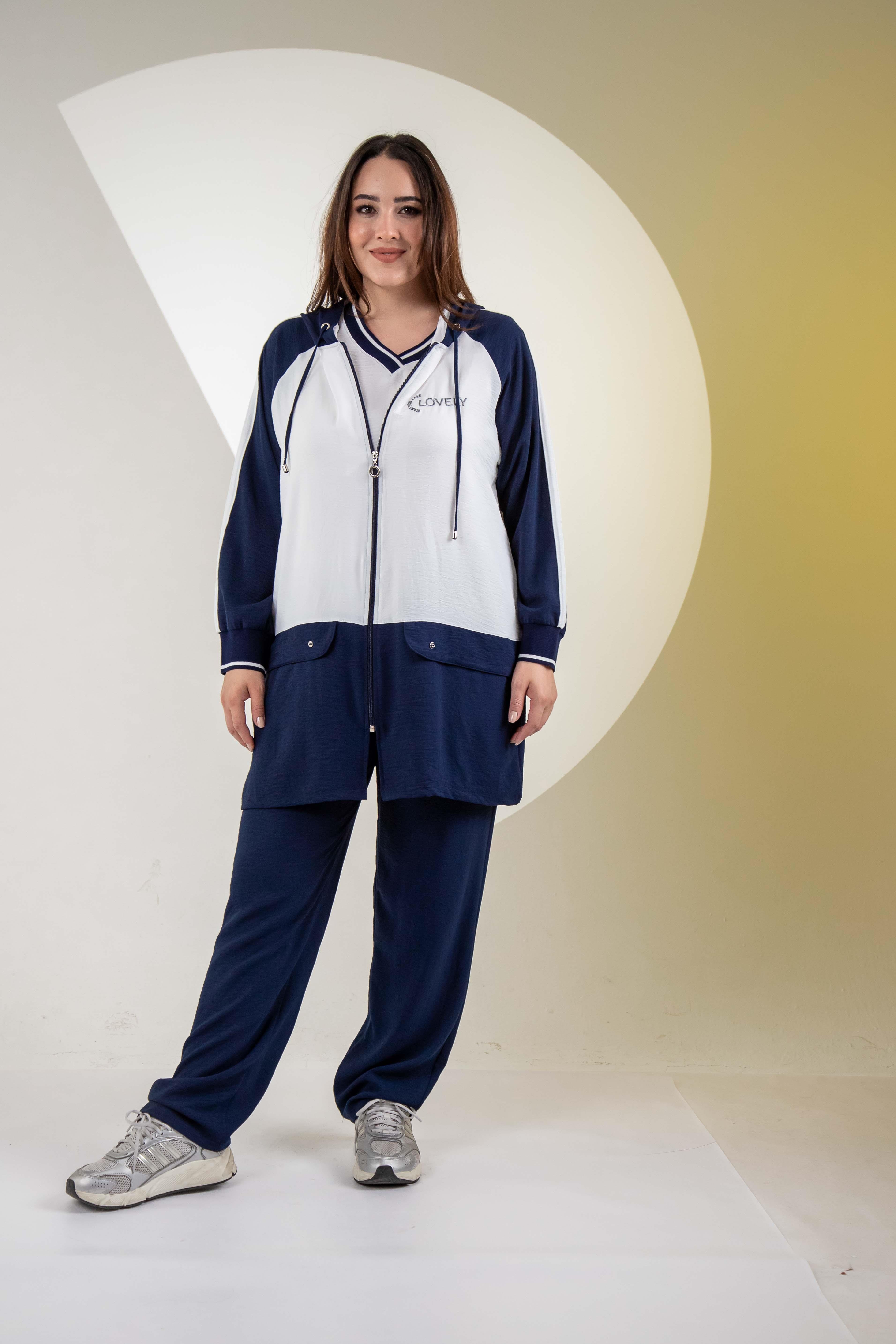 Büyük Beden 76318 Lovely Nakışlı 3'lü Takım Lacivert