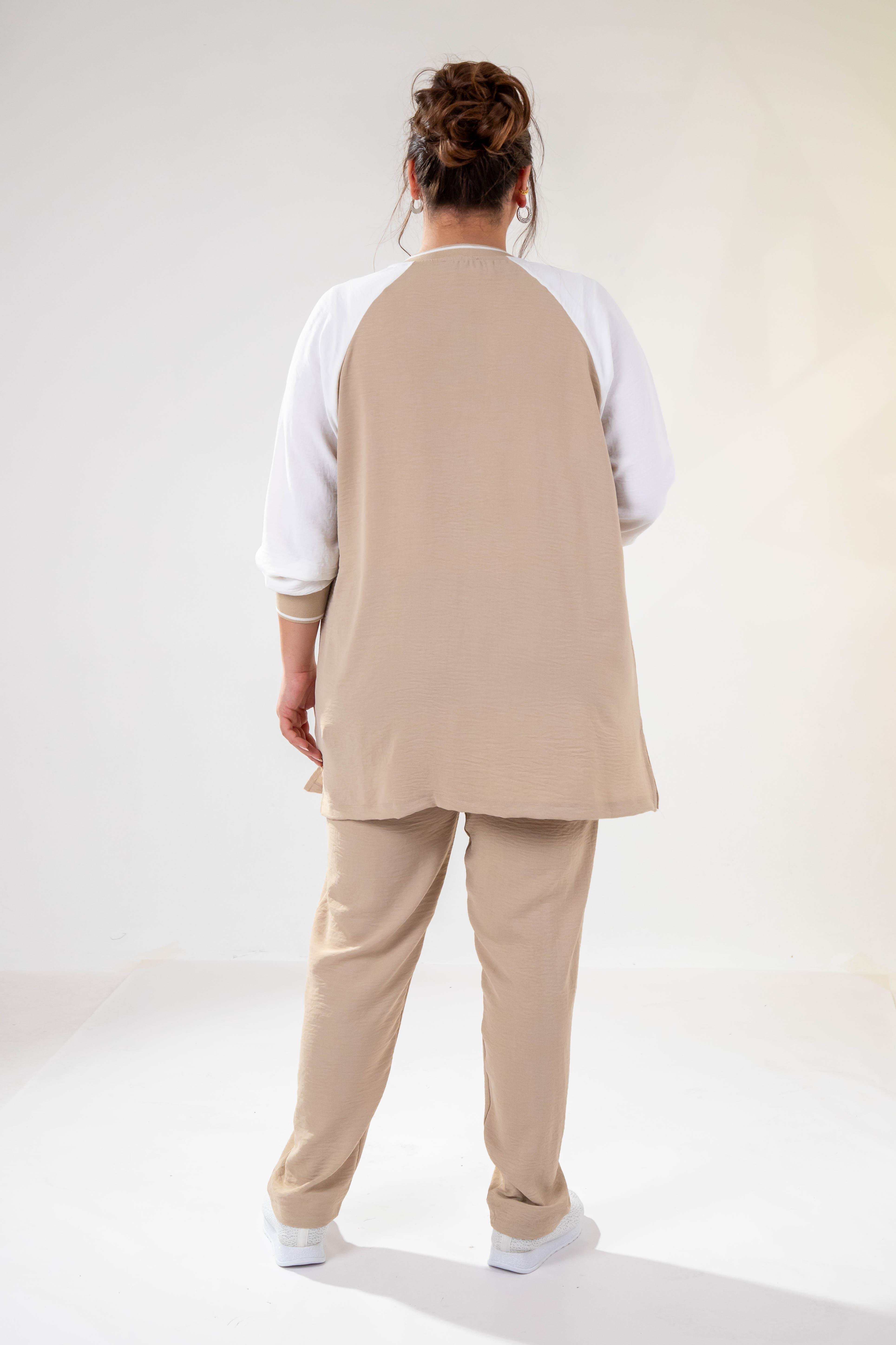 Büyük Beden 76330 Çiçek Nakışlı 3^lü Takım Bej