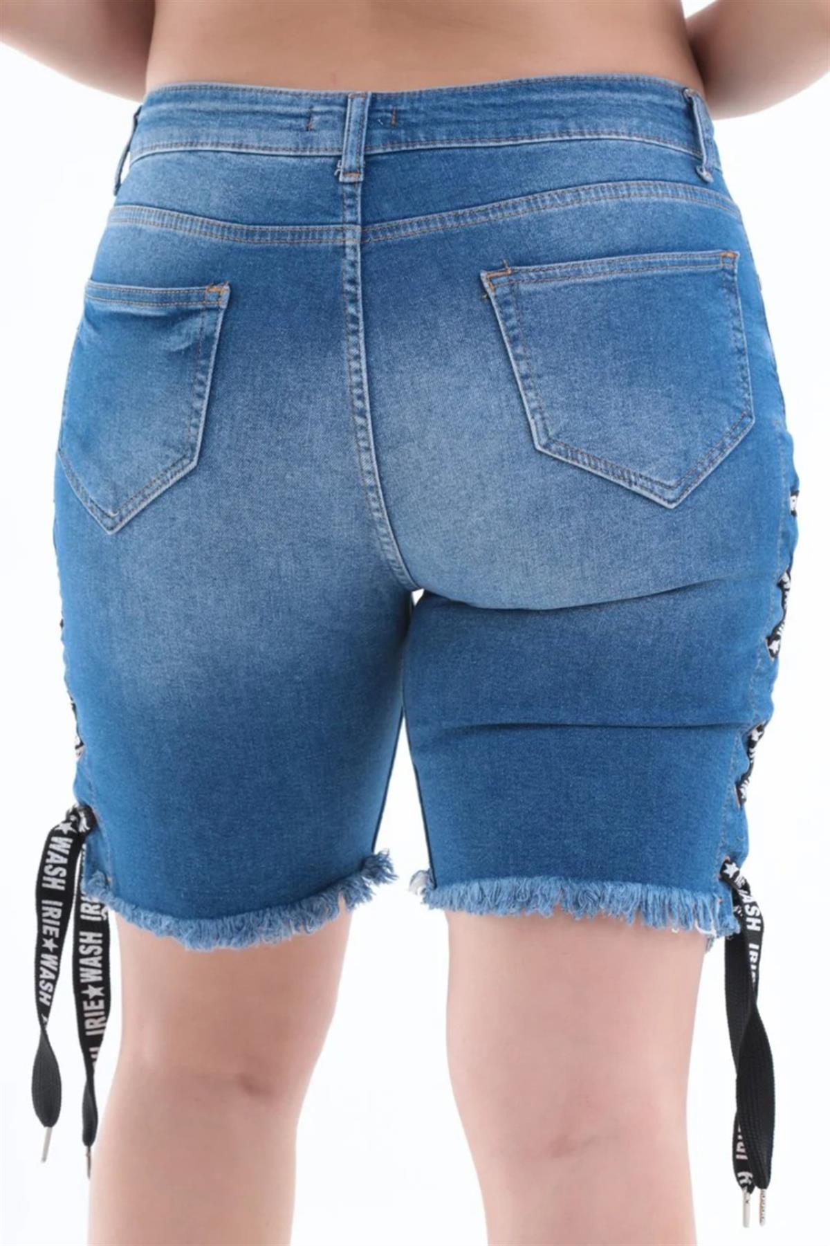Büyük Beden Josep Denim Şort Mavi