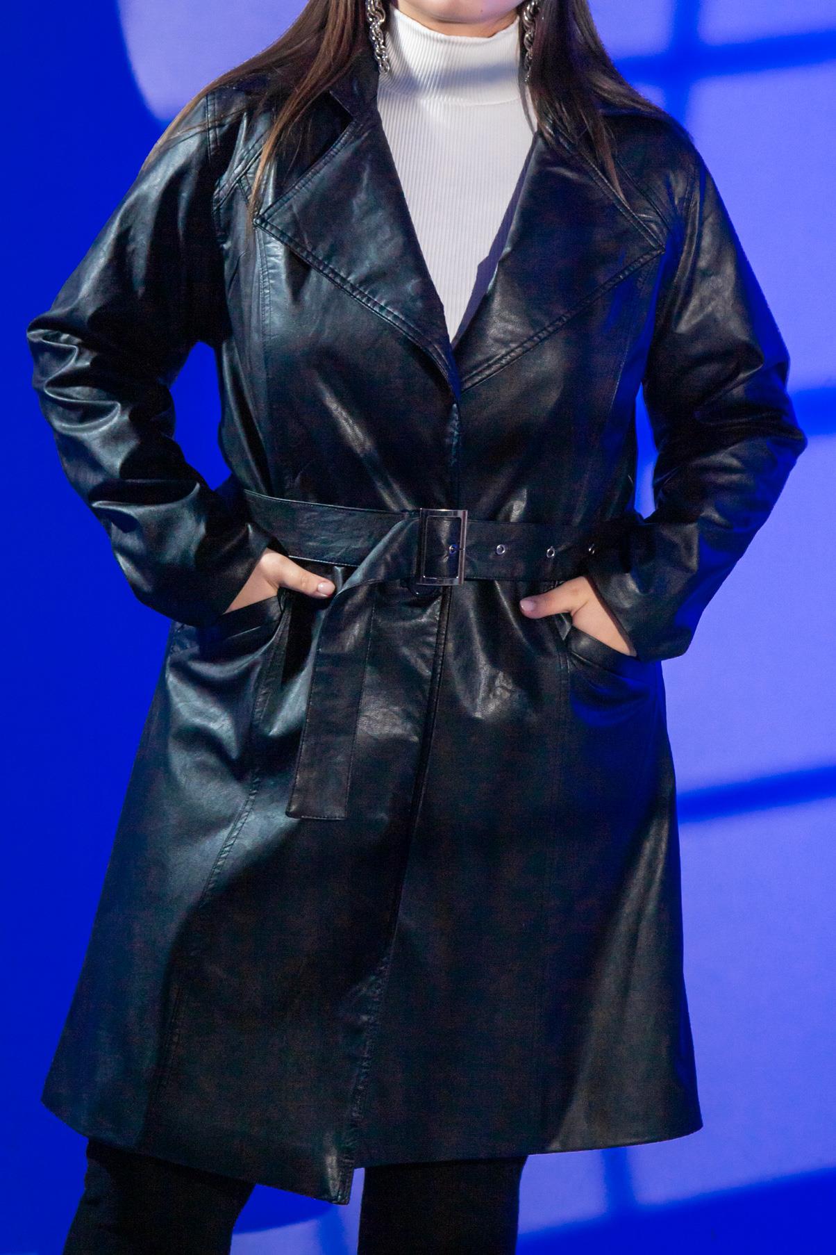 Büyük Beden Oscar Uzun Deri Ceket Siyah